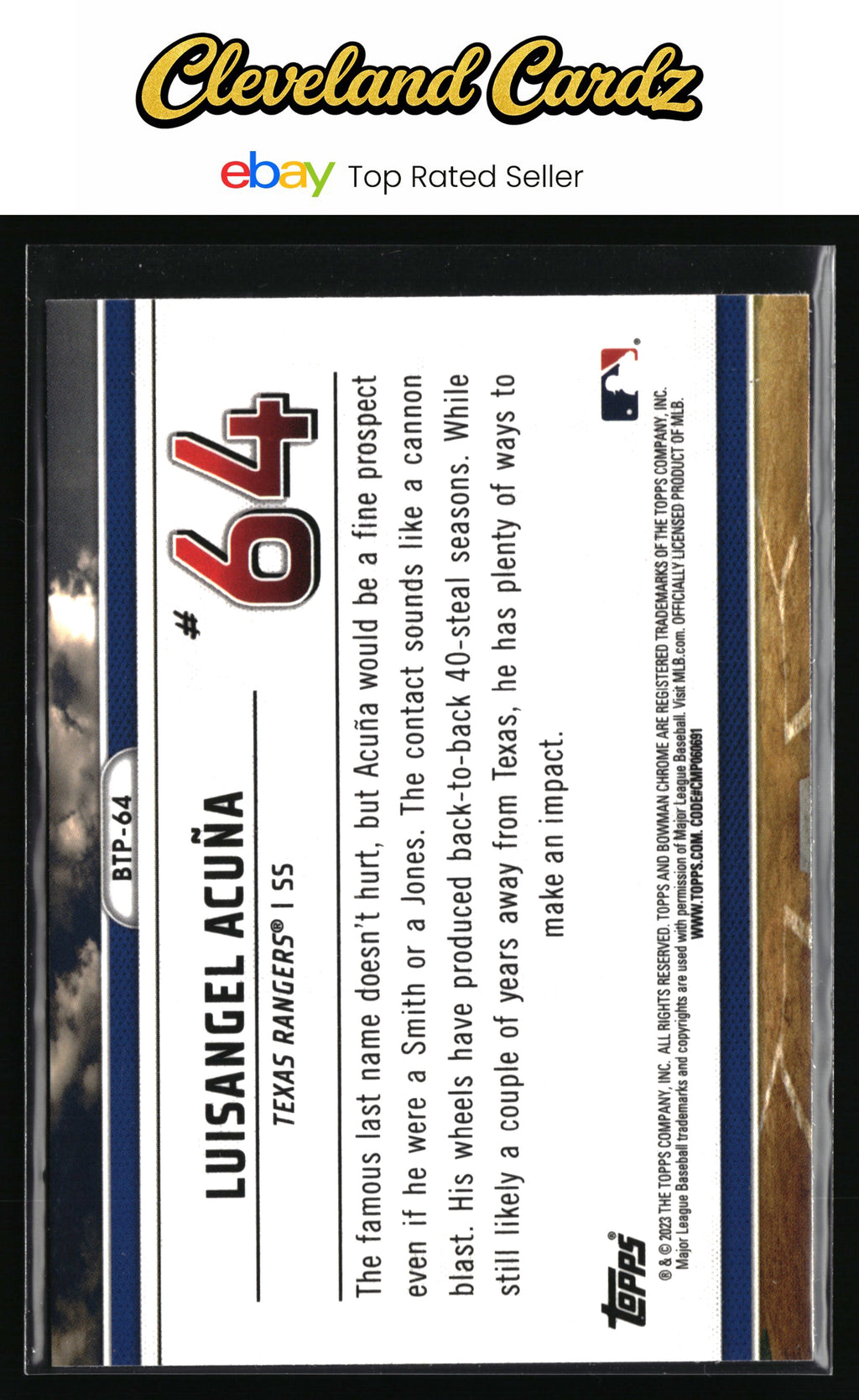 2023 Bowman #BTP-64 Luisangel Acuña Bowman Scouts Top 100