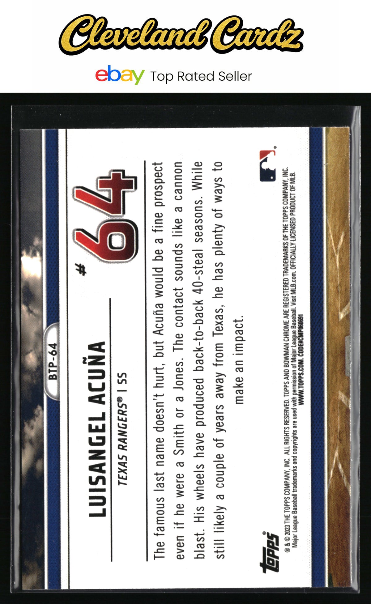 2023 Bowman #BTP-64 Luisangel Acuña Bowman Scouts Top 100