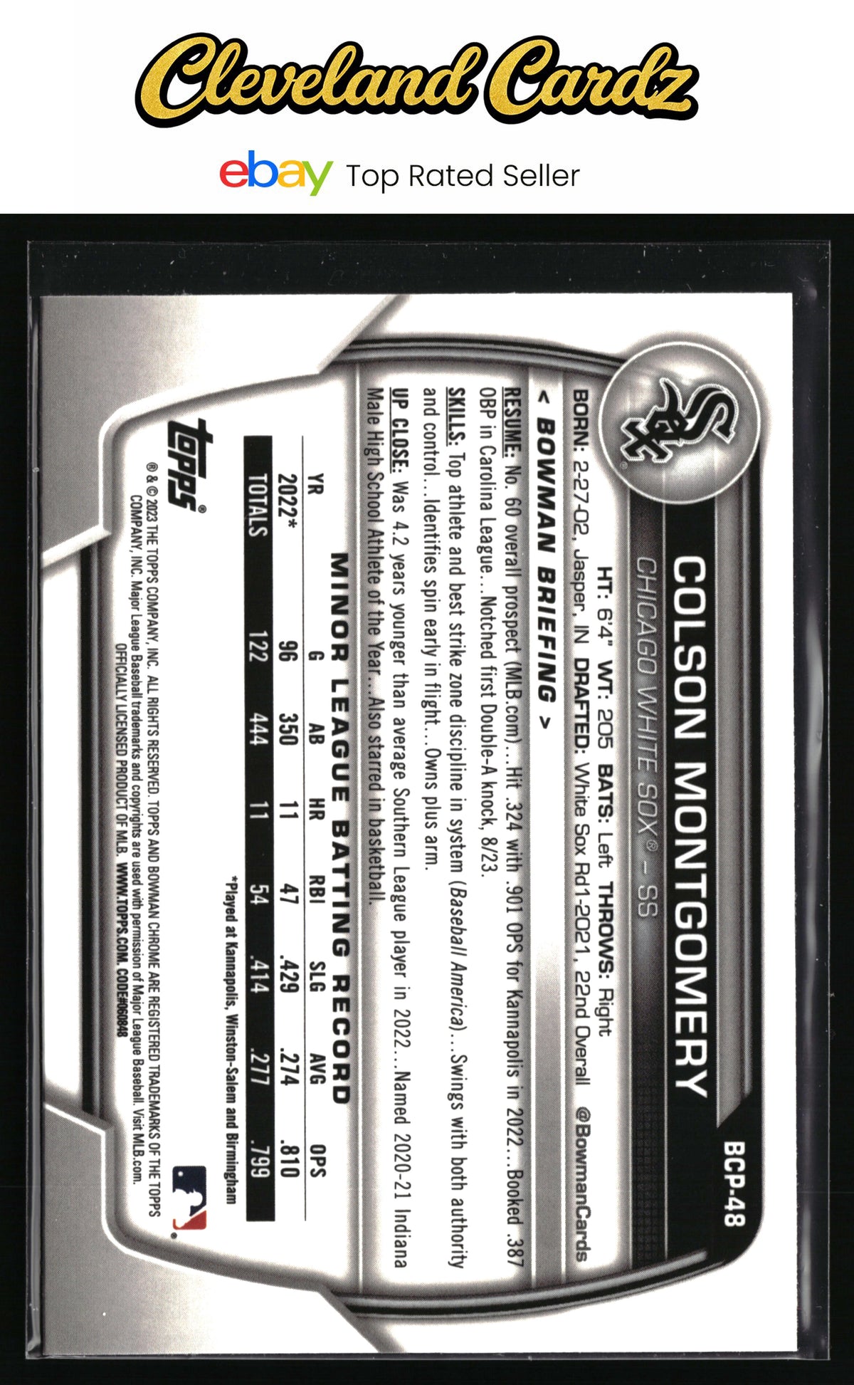 2023 Bowman Sapphire Edition #BCP-48 Colson Montgomery