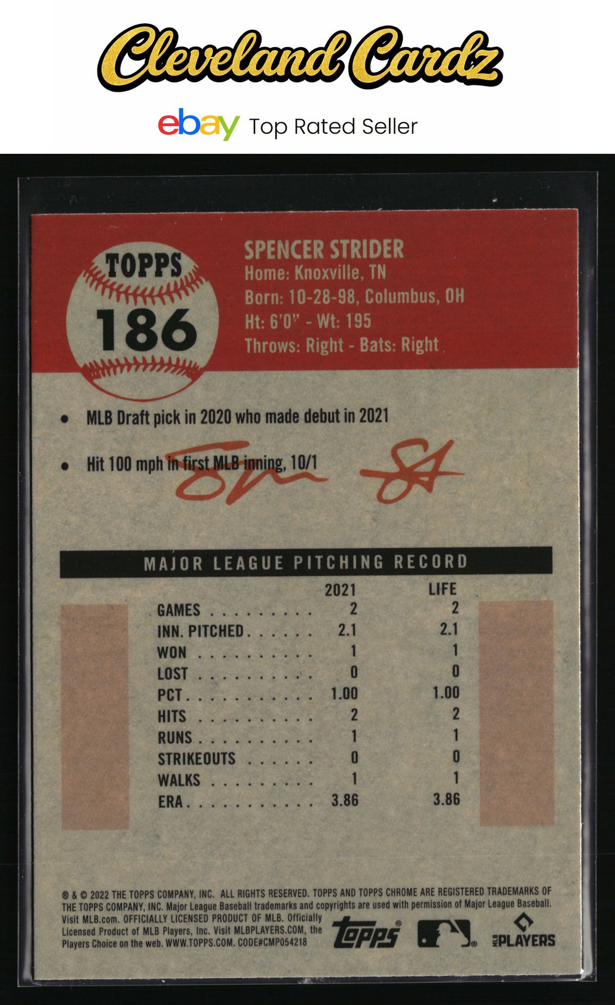 2022 Topps Chrome Platinum Anniversary #186 Spencer Strider
