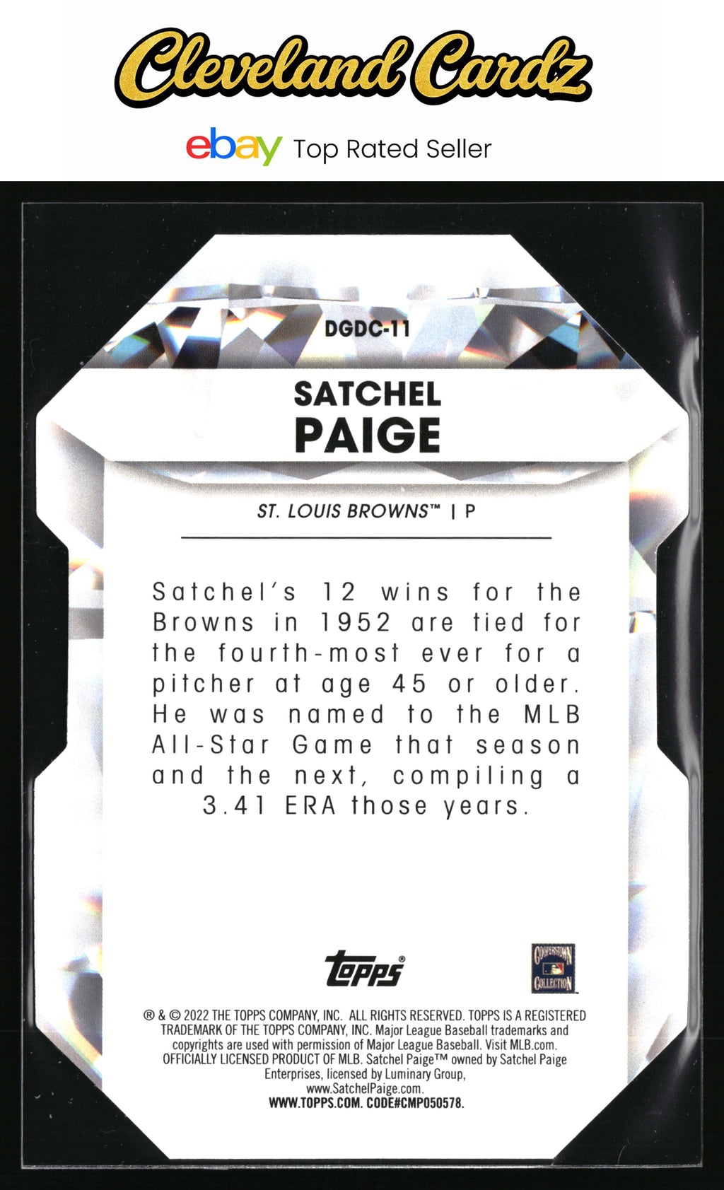 2022 Topps Chrome Update #DGC-11 Satchel Paige Diamond Greats Die Cut