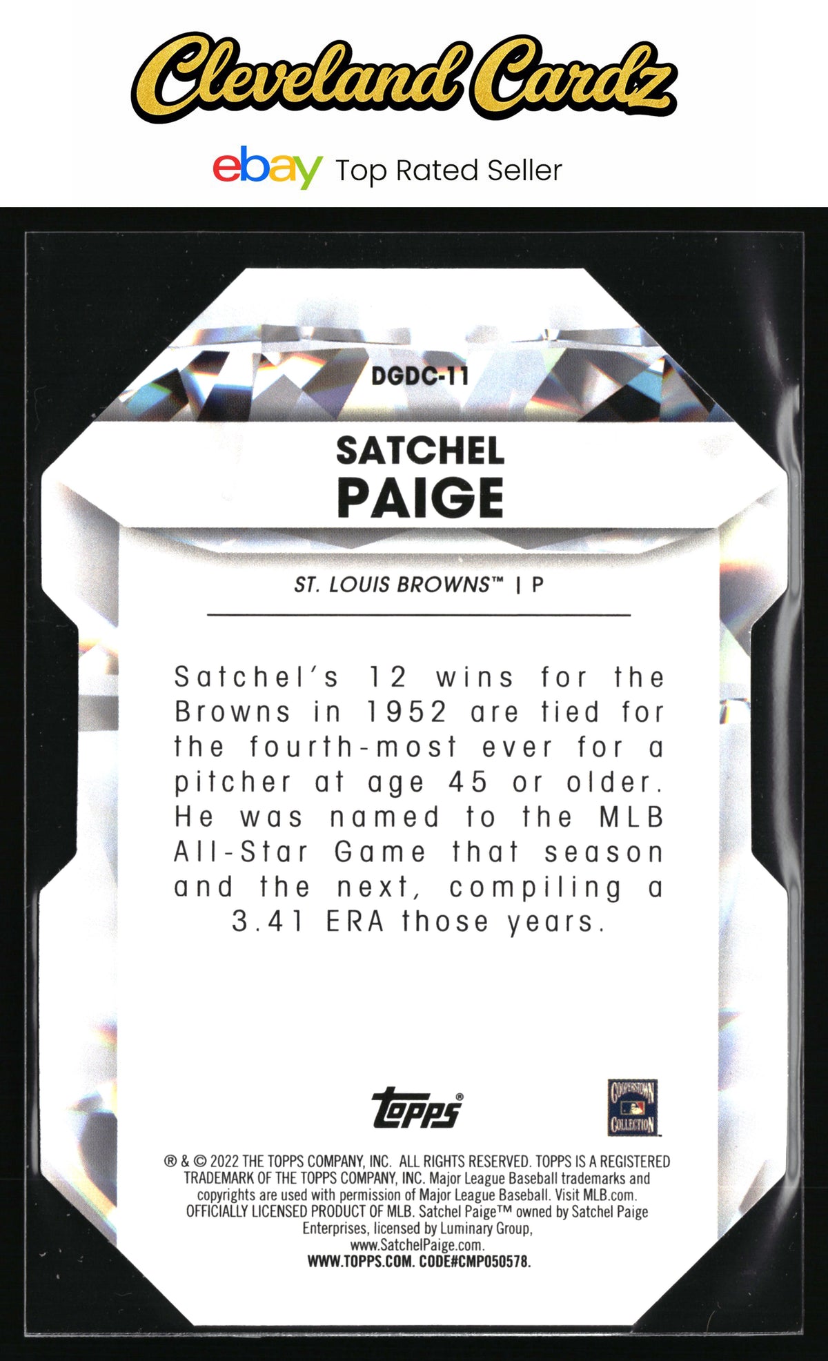 2022 Topps Chrome Update #DGC-11 Satchel Paige Diamond Greats Die Cut