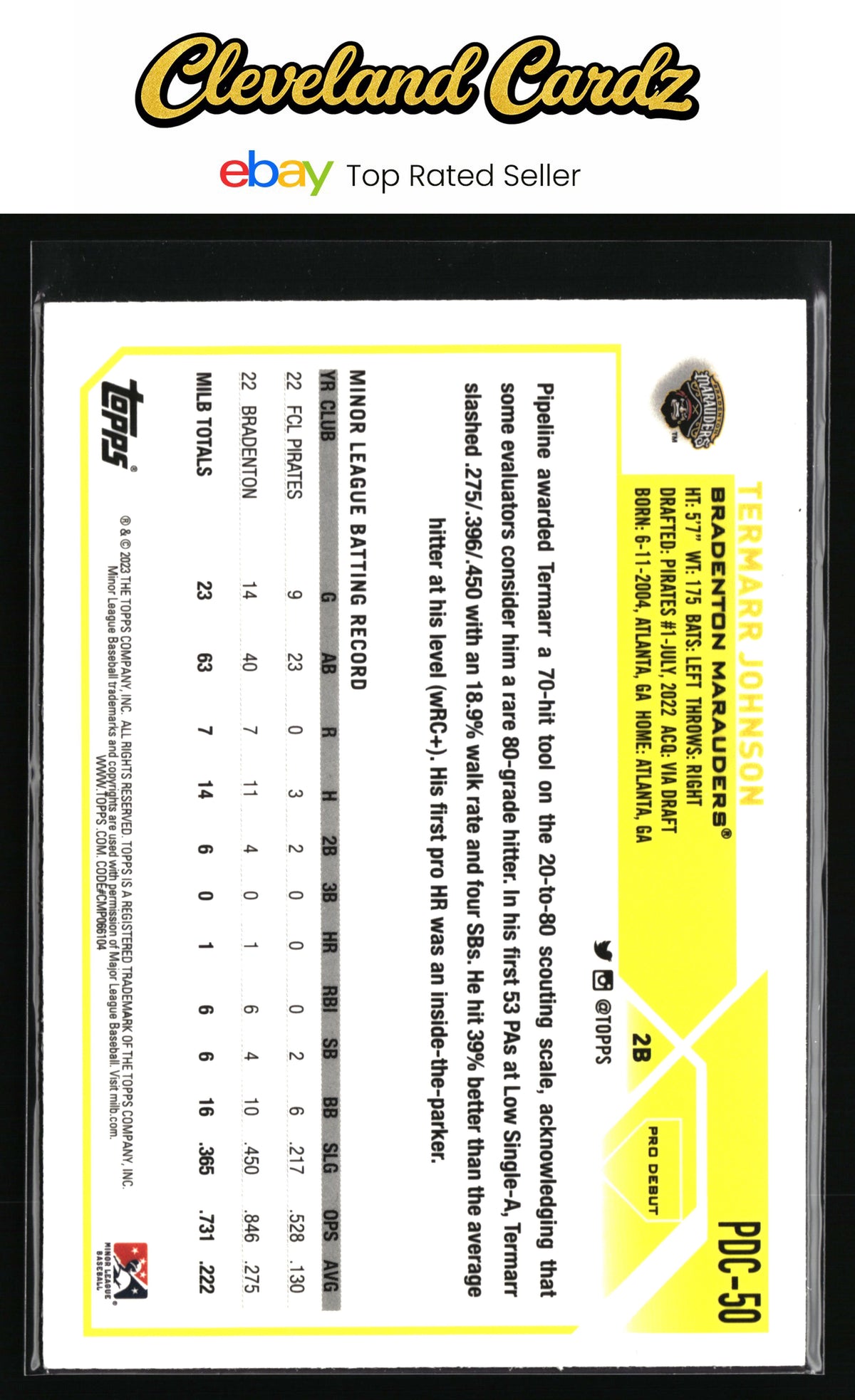 2023 Topps Pro Debut #PDC-50 Termarr Johnson Chrome