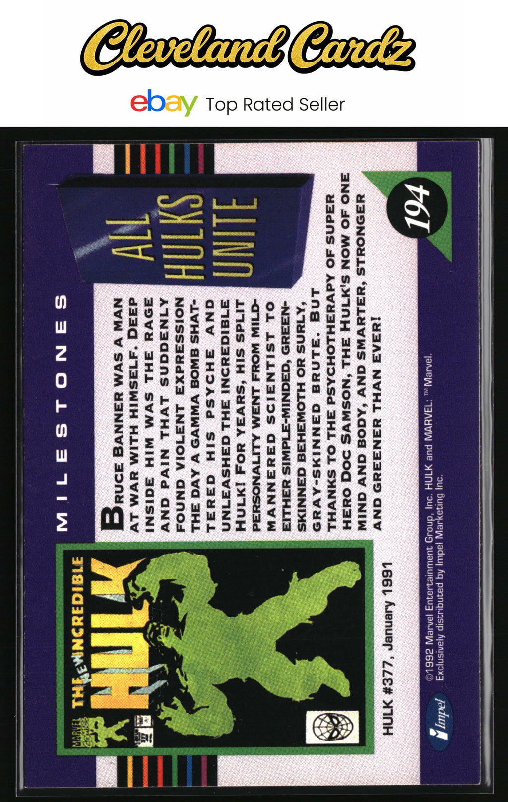 1992 Impel Marvel Universe #194 All Hulks Unite