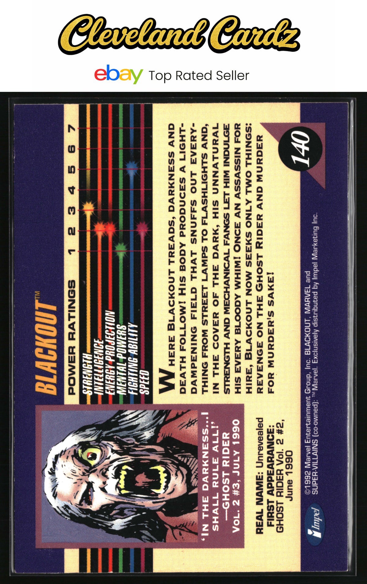 1992 Impel Marvel Universe #140 Blackout
