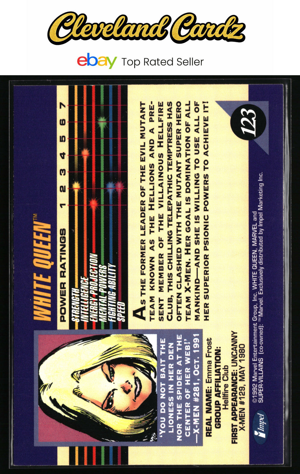 1992 Impel Marvel Universe #123 White Queen