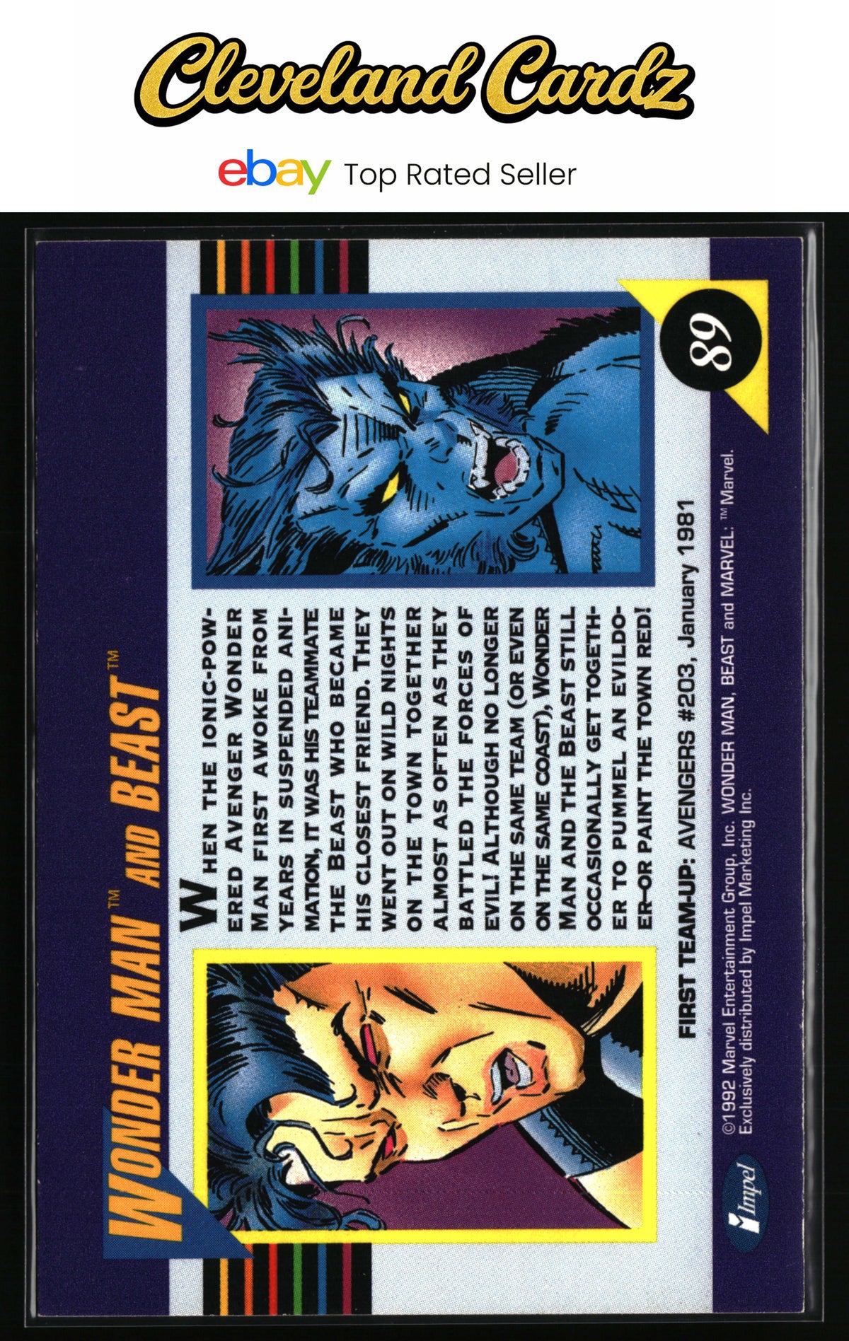 1992 Impel Marvel Universe #89 Wonder Man and Beast