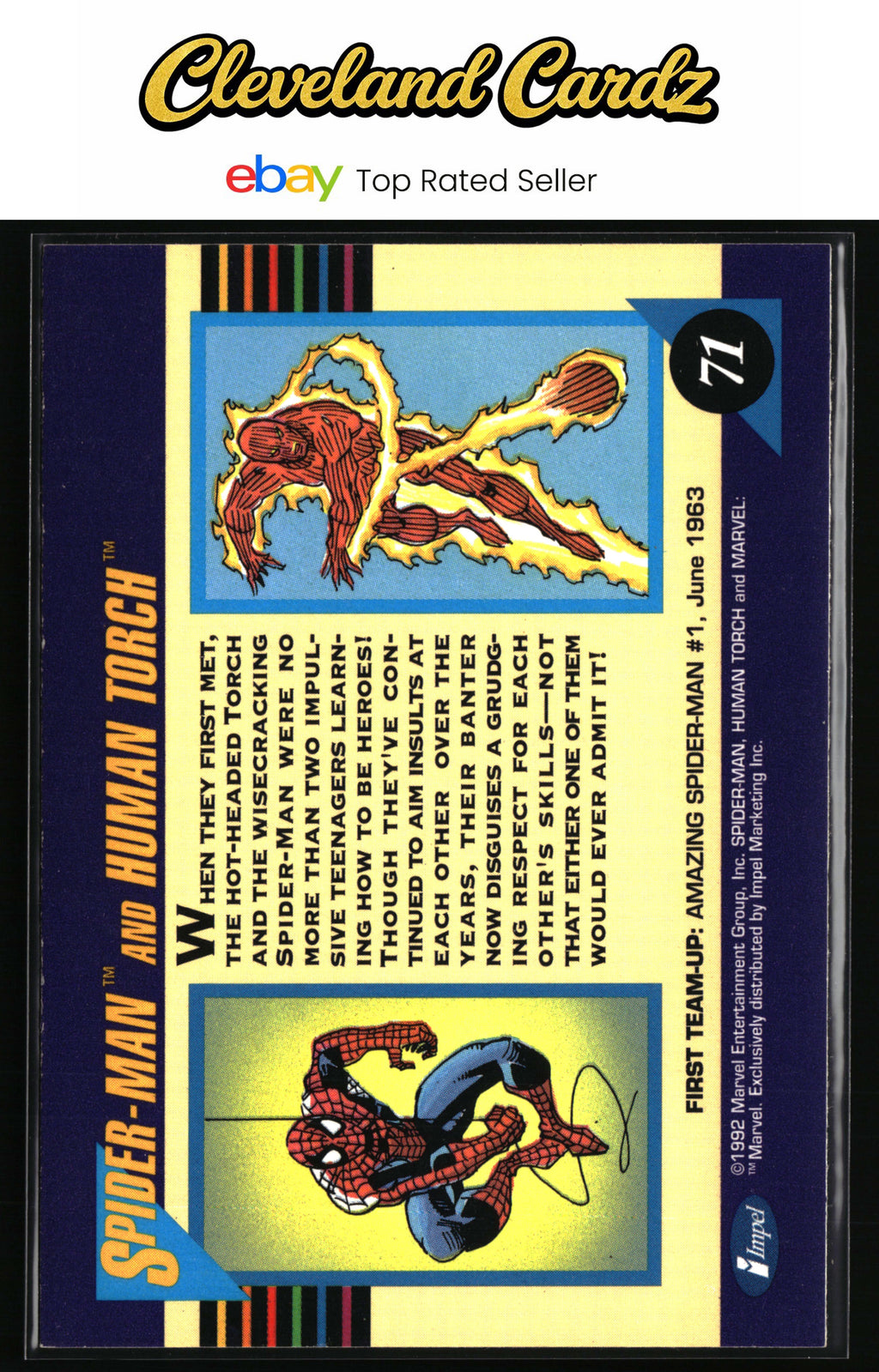1992 Impel Marvel Universe #71 Spider-Man and Human Torch