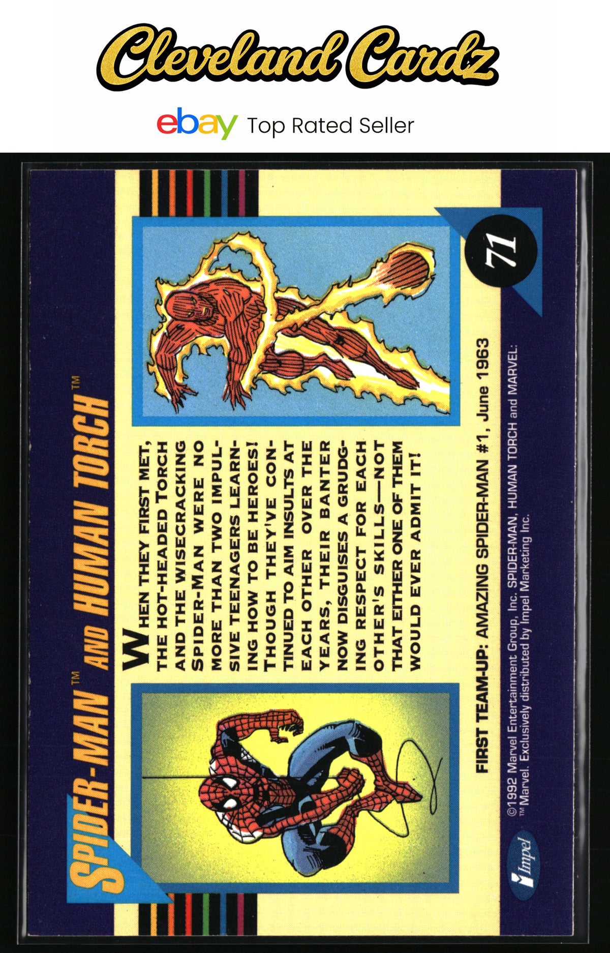 1992 Impel Marvel Universe #71 Spider-Man and Human Torch