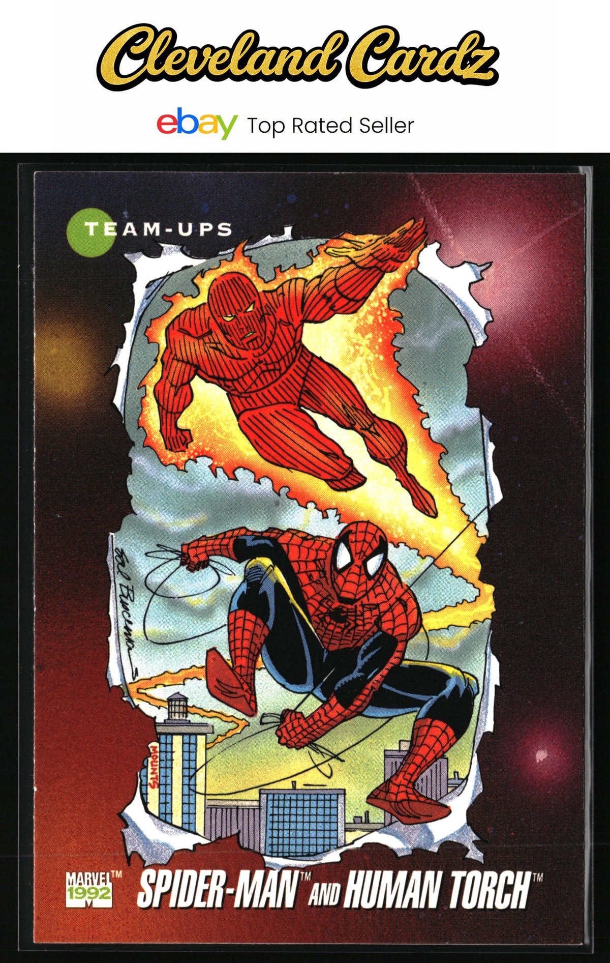 1992 Impel Marvel Universe #71 Spider-Man and Human Torch