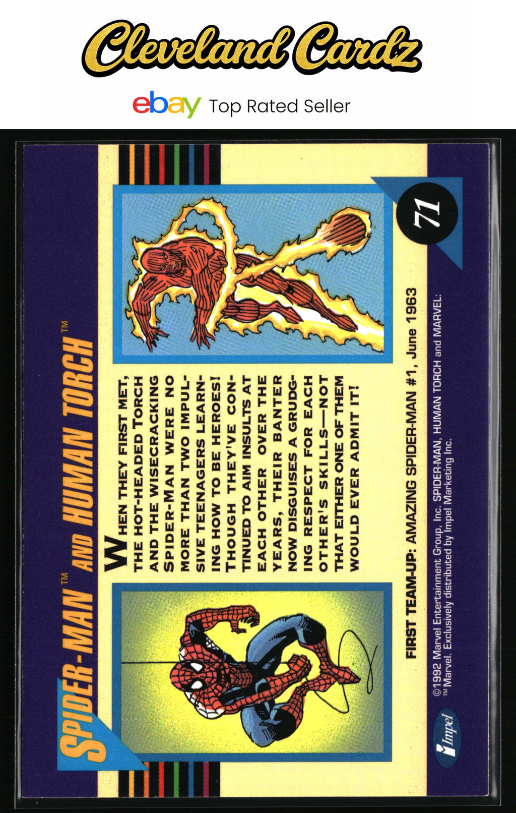 1992 Impel Marvel Universe #71 Spider-Man and Human Torch