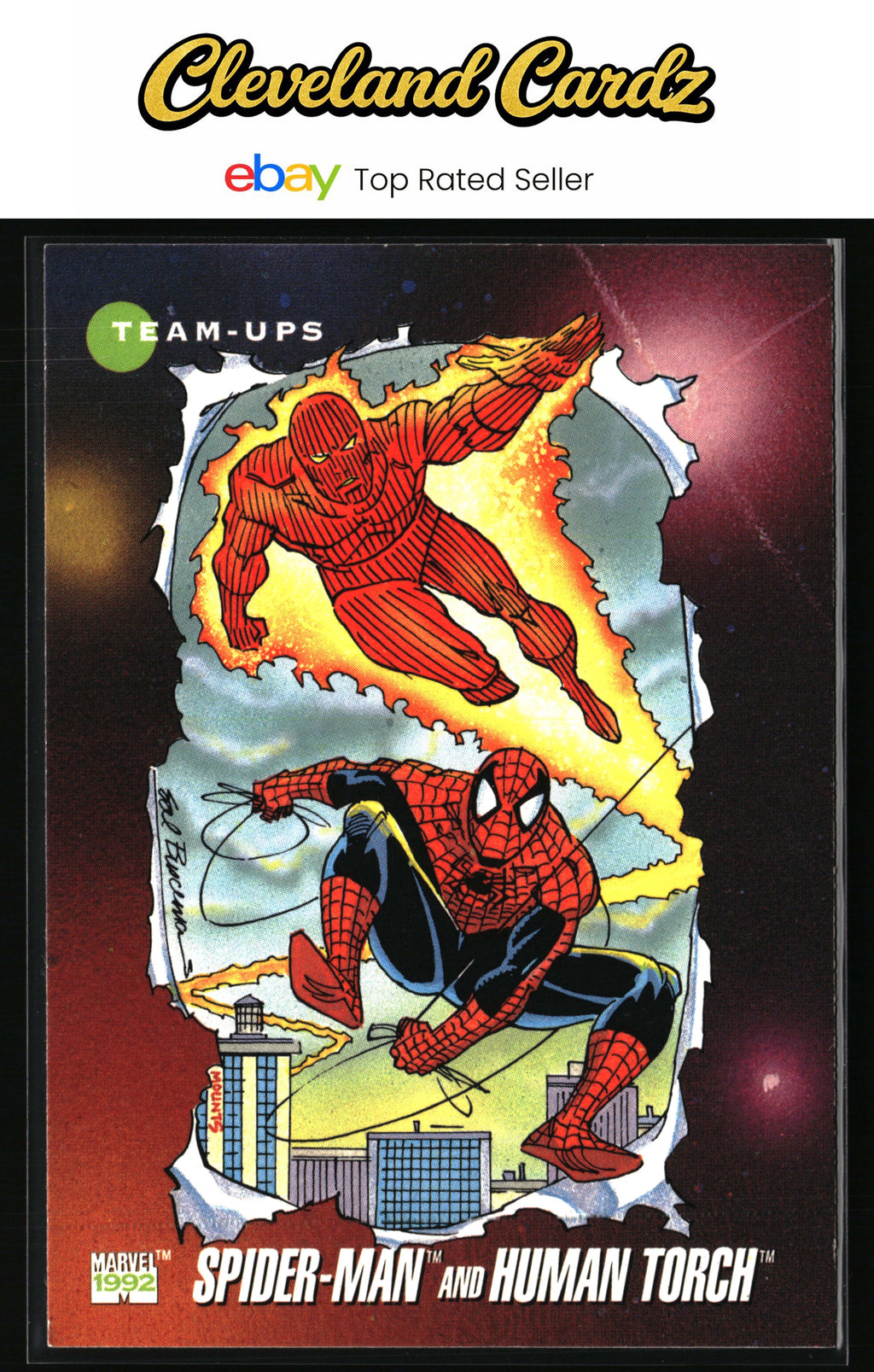 1992 Impel Marvel Universe #71 Spider-Man and Human Torch