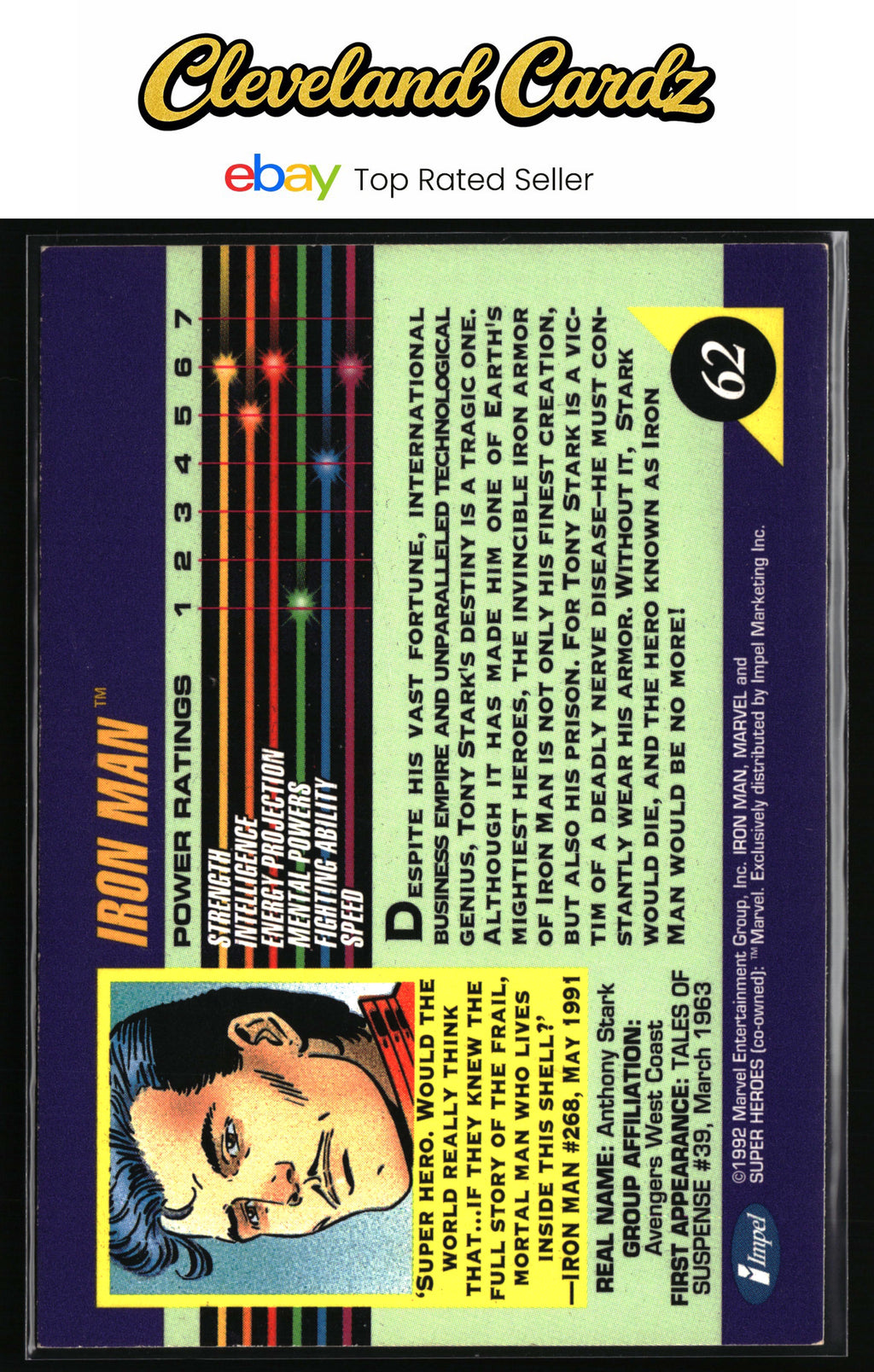 1992 Impel Marvel Universe #62 Iron Man