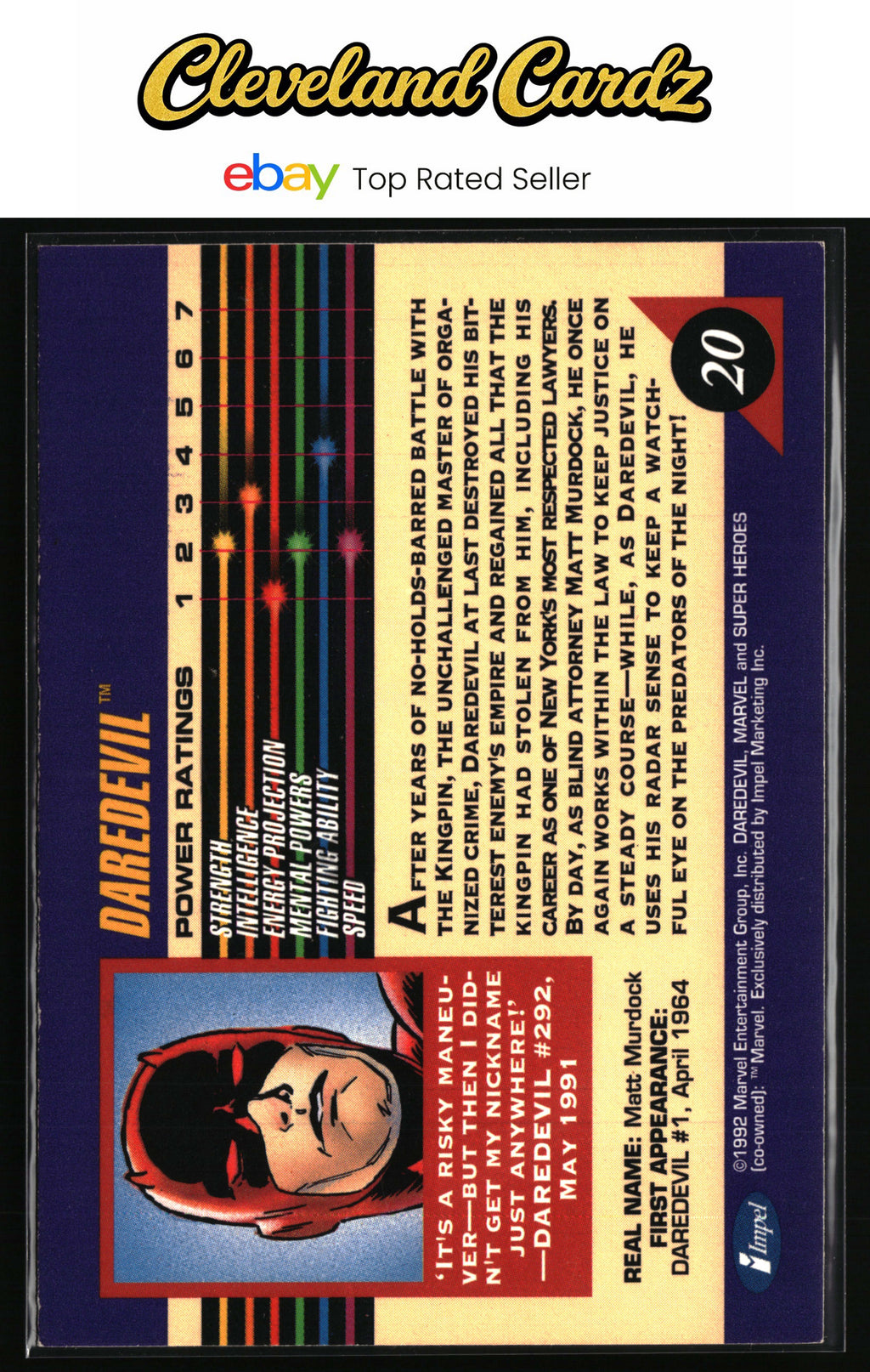 1992 Impel Marvel Universe #20 Daredevil