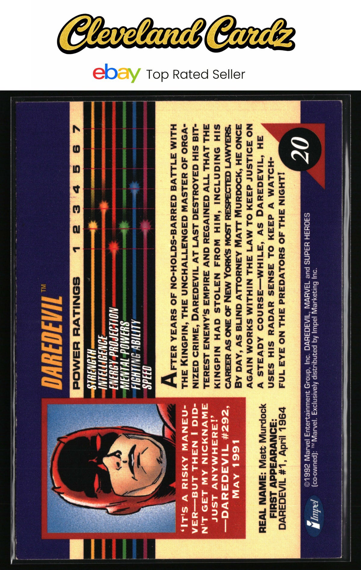 1992 Impel Marvel Universe #20 Daredevil