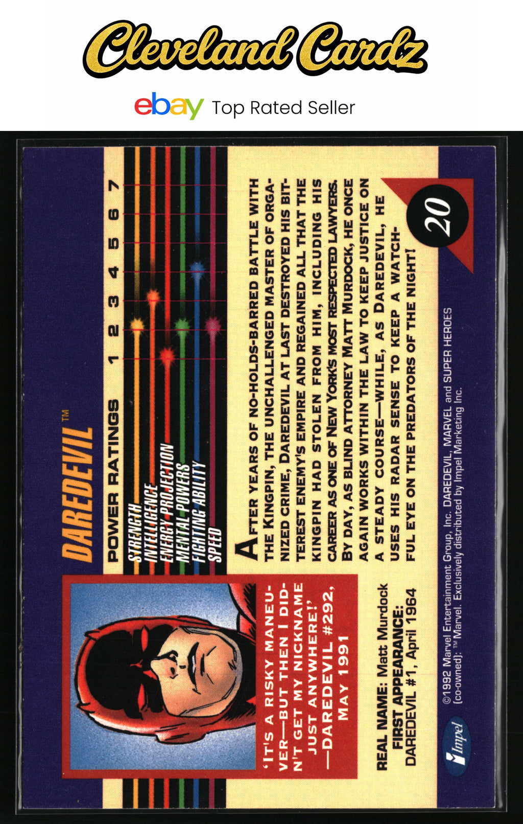 1992 Impel Marvel Universe #20 Daredevil