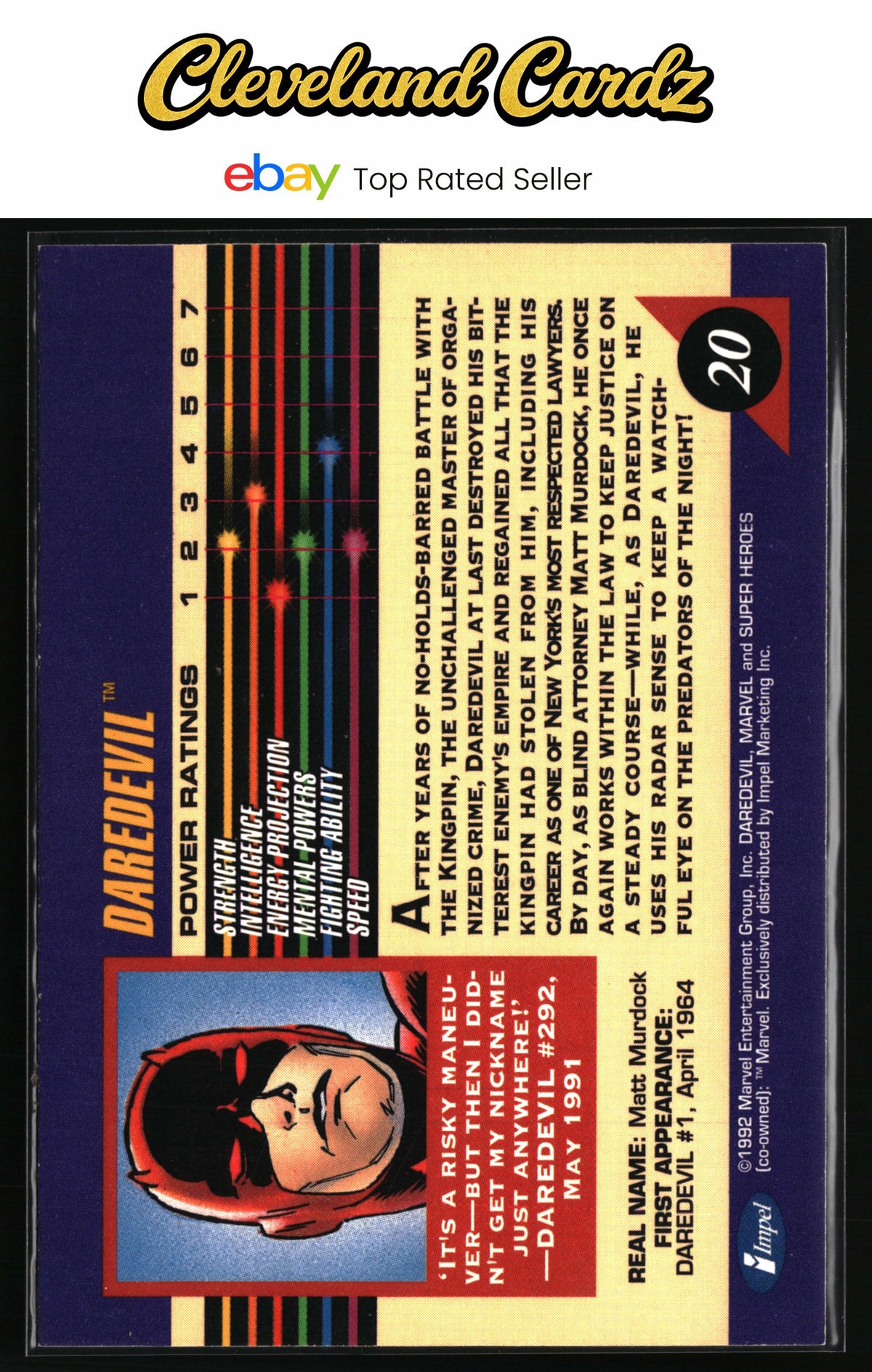 1992 Impel Marvel Universe #20 Daredevil
