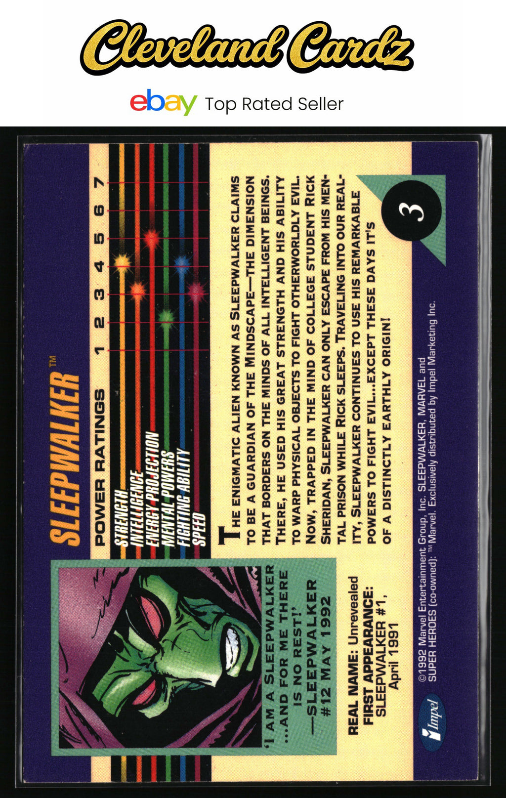 1992 Impel Marvel Universe #3 Sleepwalker