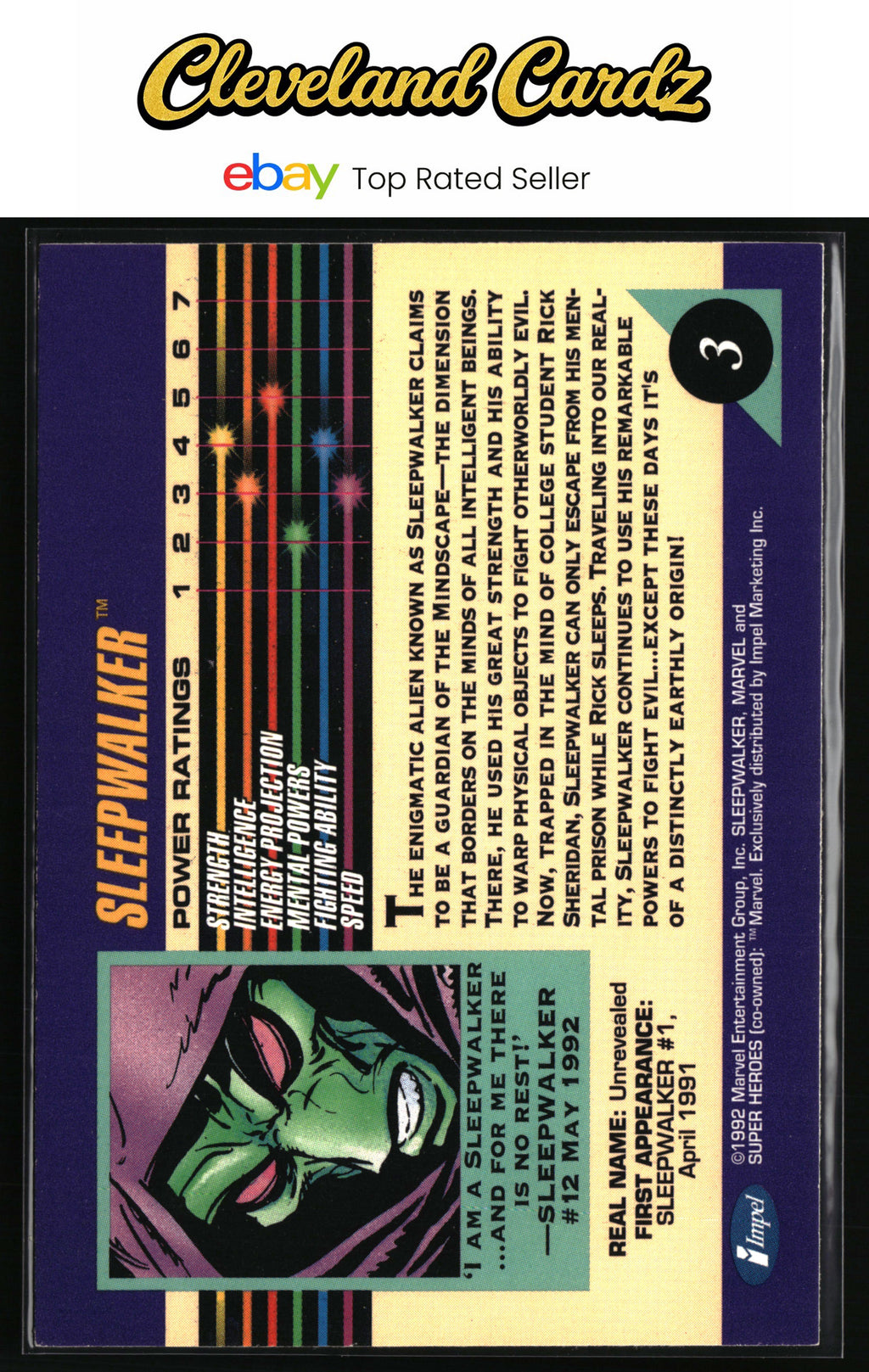 1992 Impel Marvel Universe #3 Sleepwalker