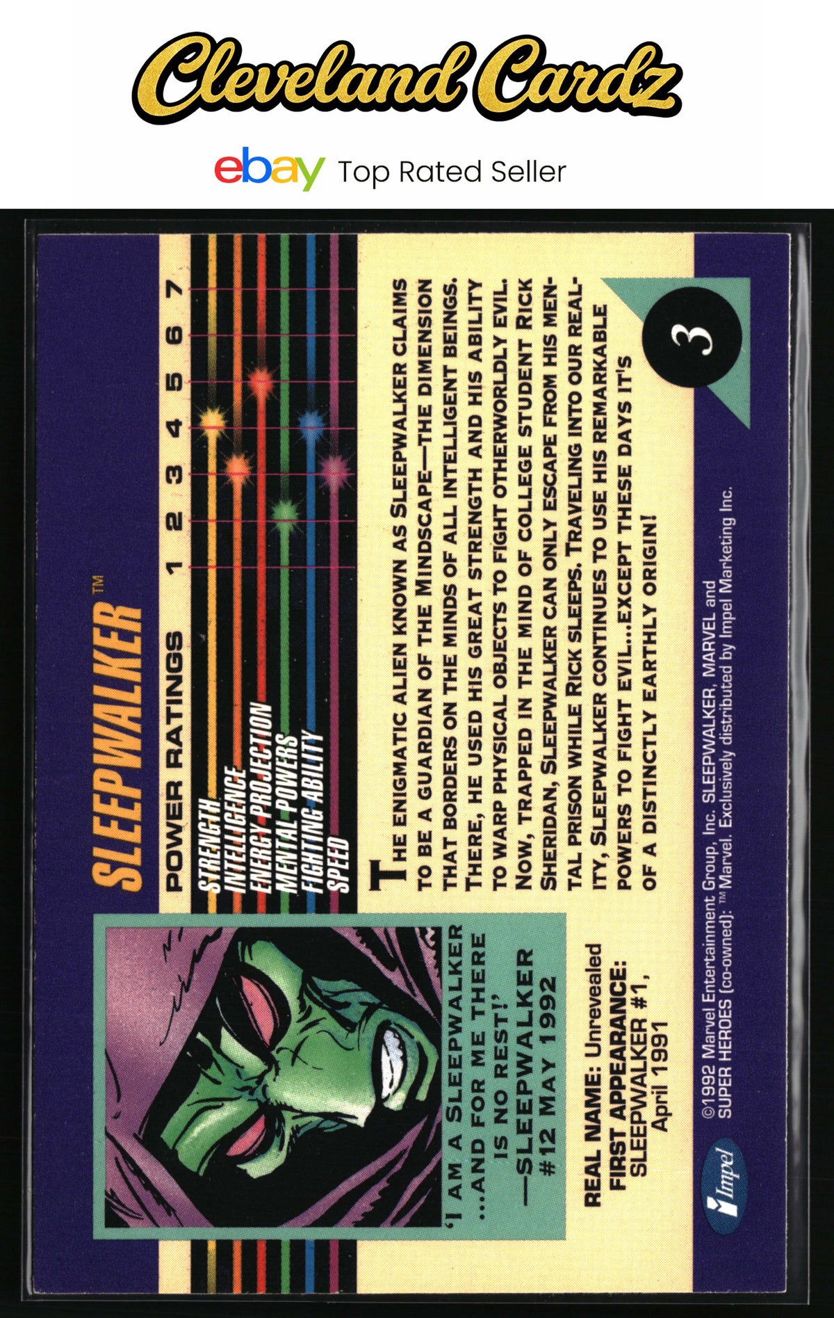 1992 Impel Marvel Universe #3 Sleepwalker