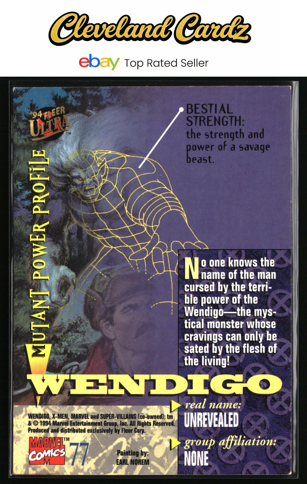 1994 Ultra X-Men #77 Wendigo