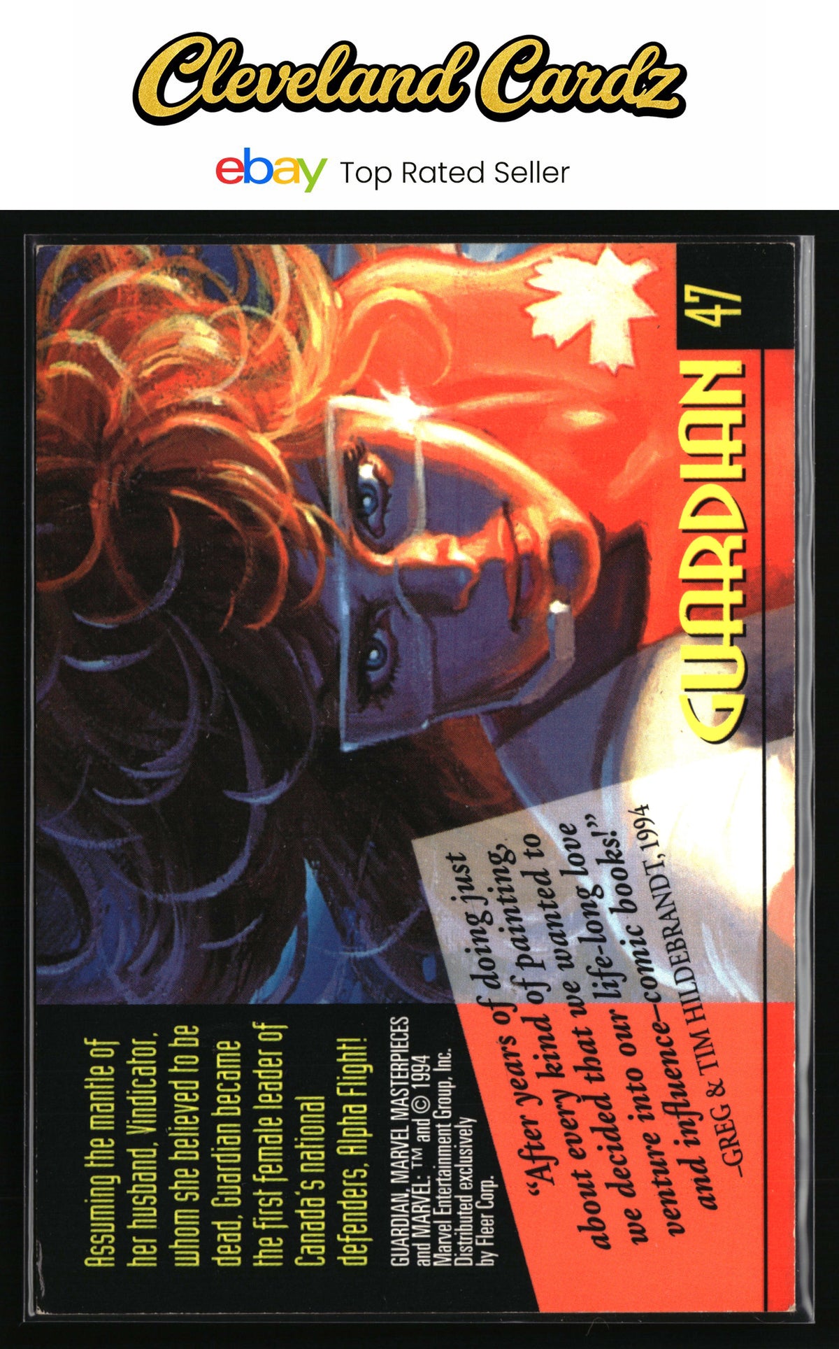 1994 Fleer Marvel Masterpieces HB #47 Guardian Gold Foil Signature