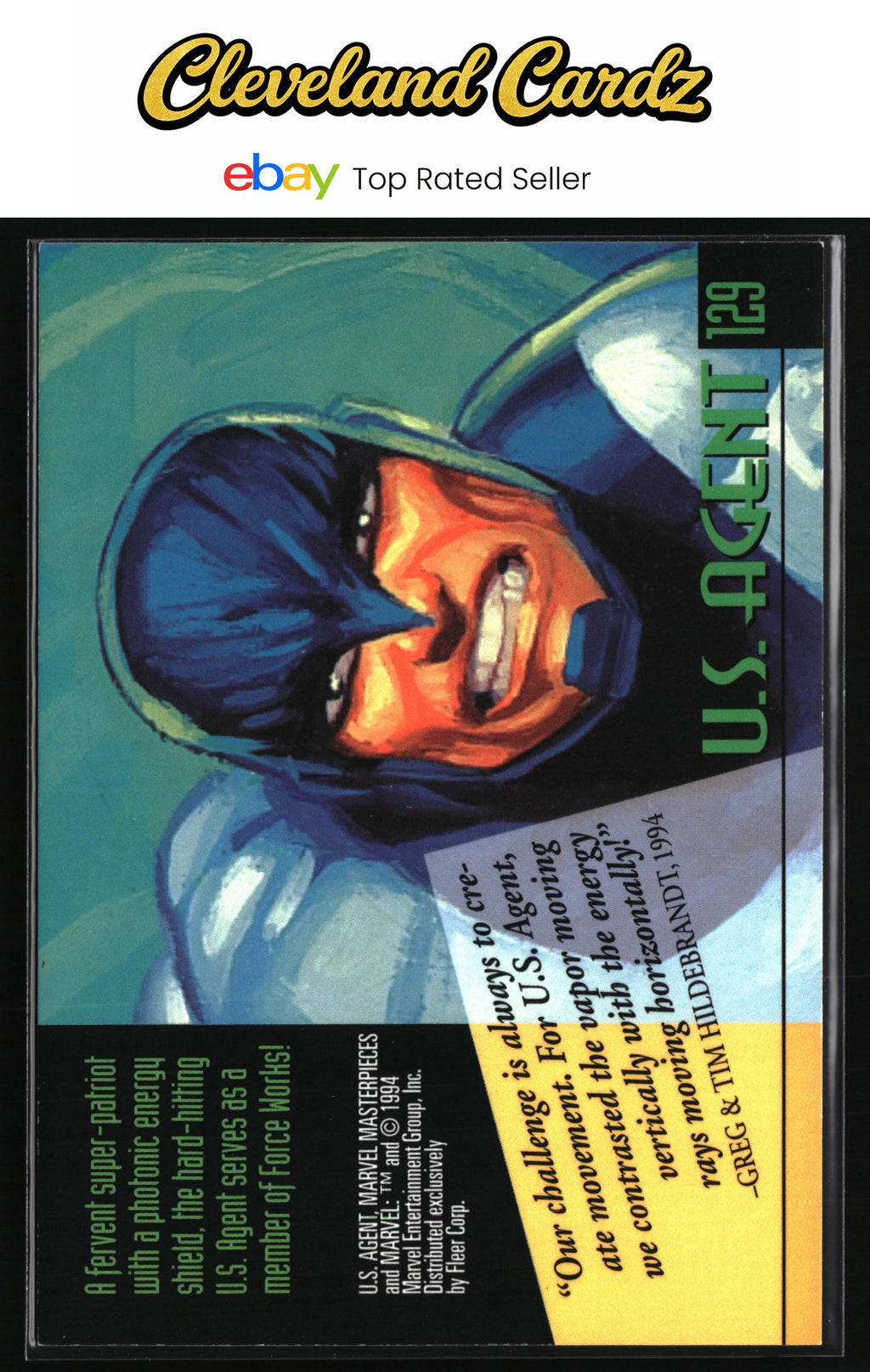 1994 Fleer Marvel Masterpieces HB #129 U.S. Agent Gold Foil Signature