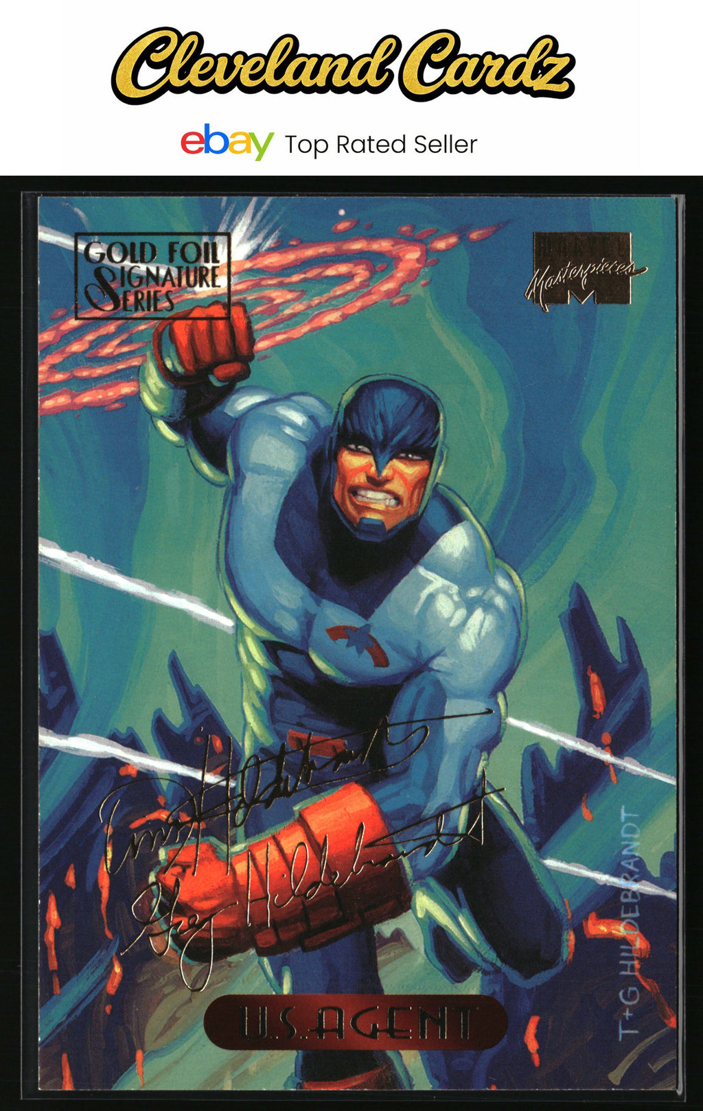 1994 Fleer Marvel Masterpieces HB #129 U.S. Agent Gold Foil Signature