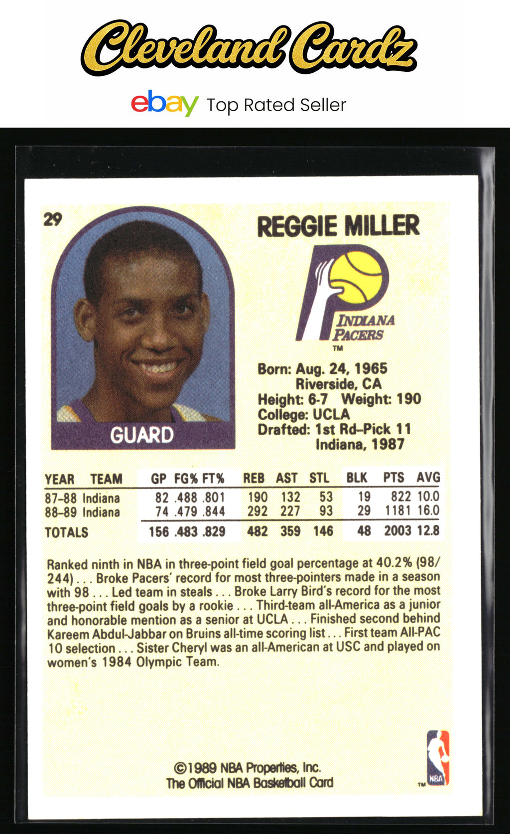 1989-90 Hoops #29 Reggie Miller