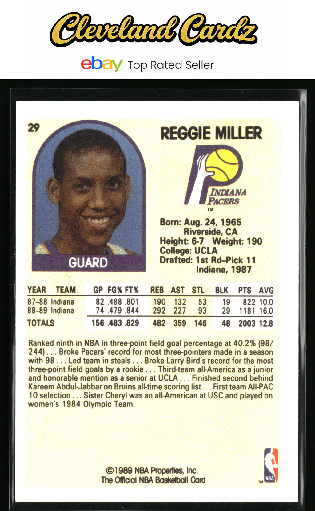 1989-90 Hoops #29 Reggie Miller
