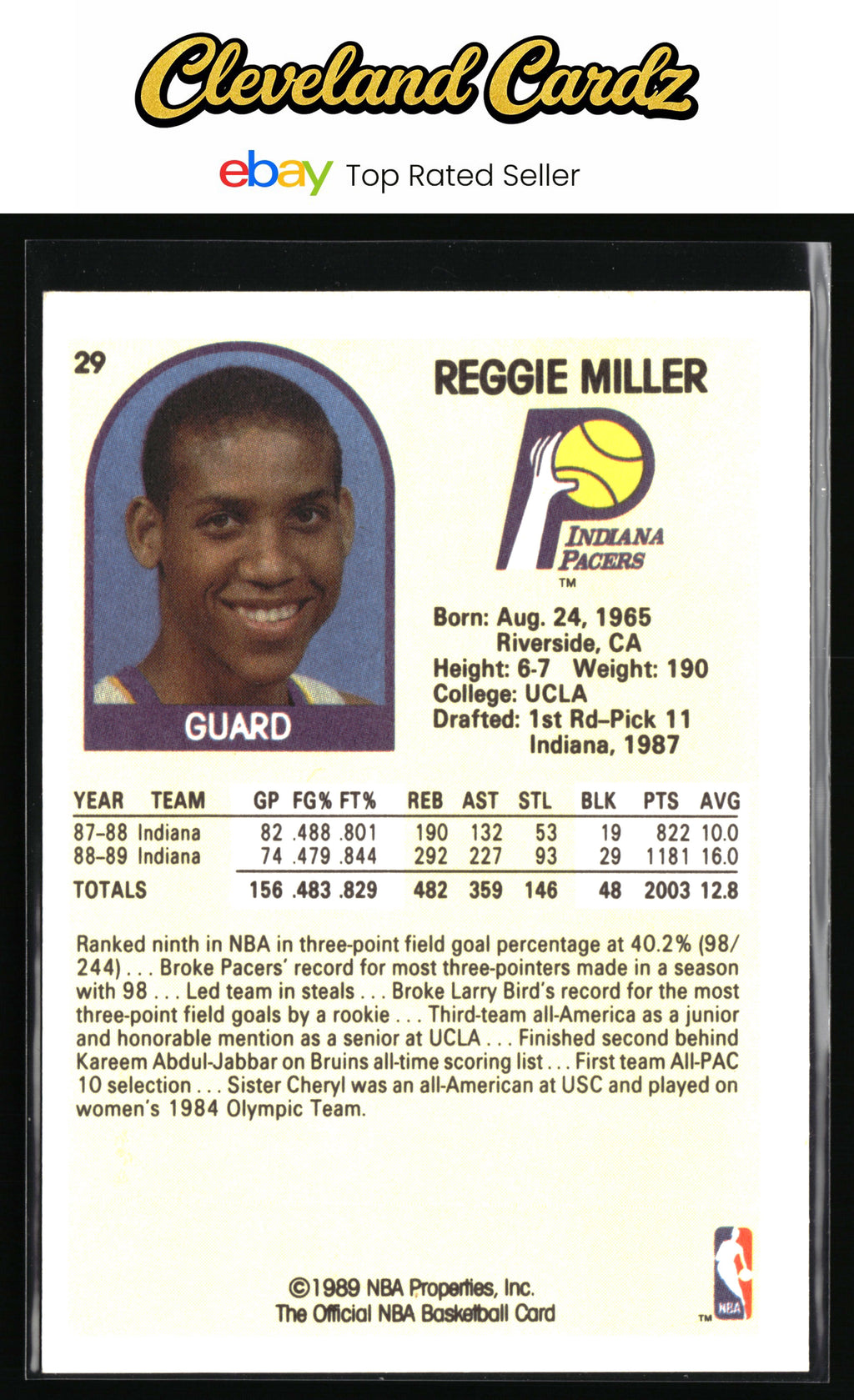 1989-90 Hoops #29 Reggie Miller