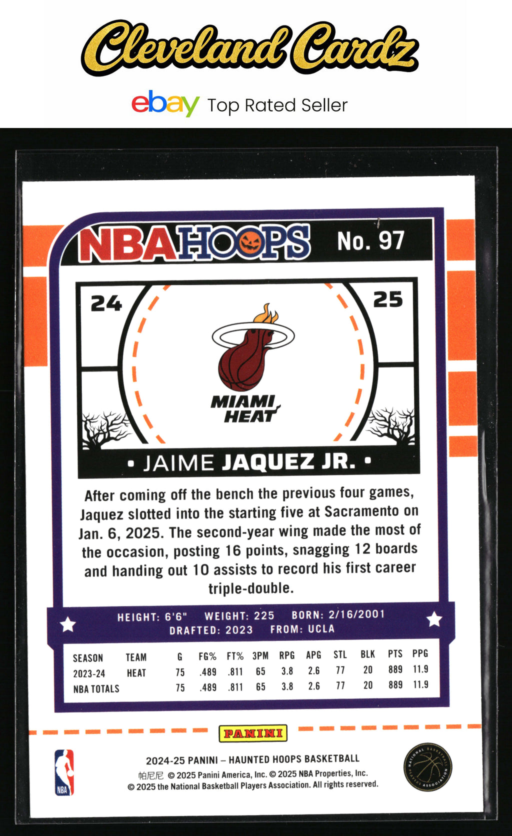 2024-25 Hoops Haunted Hoops #97 Jaime Jaquez Jr. Holo Webs