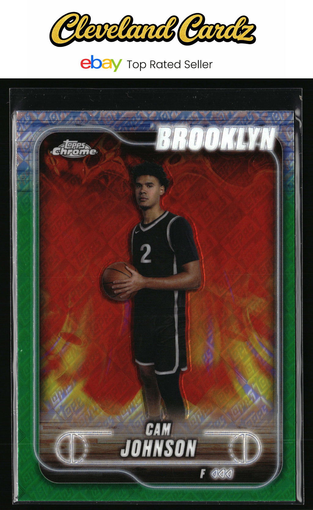 2024-25 Topps Chrome #159 Cam Johnson Topps Green Refractor