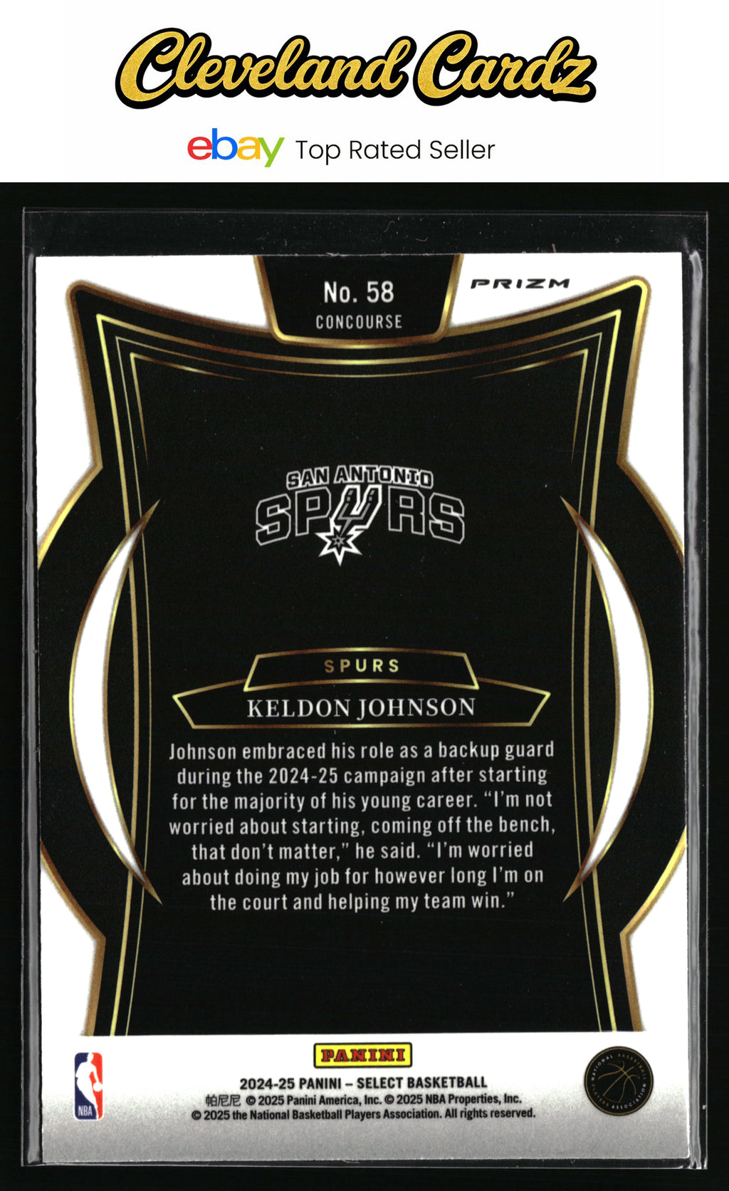 2024-25 Panini Select #58 Keldon Johnson Tectonic Prizm