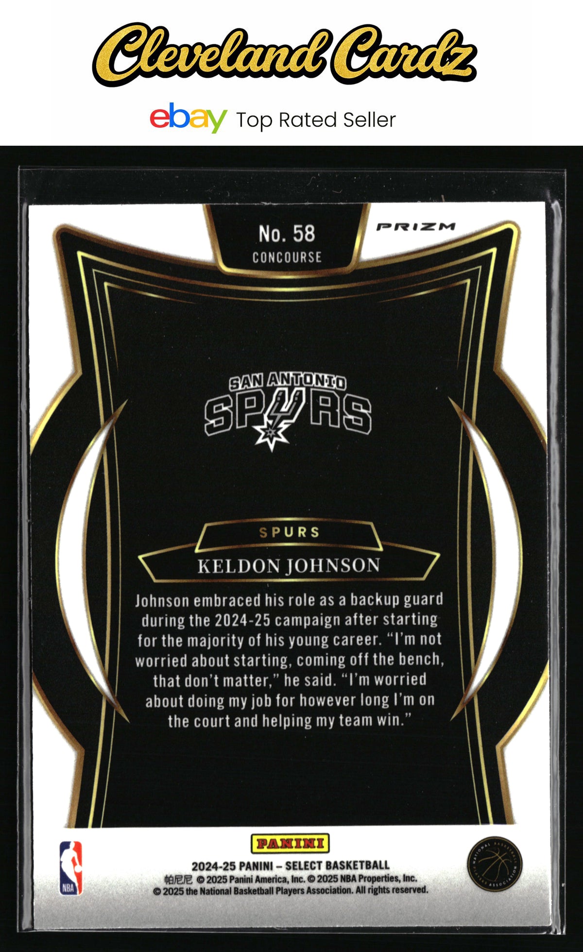 2024-25 Panini Select #58 Keldon Johnson Tectonic Prizm