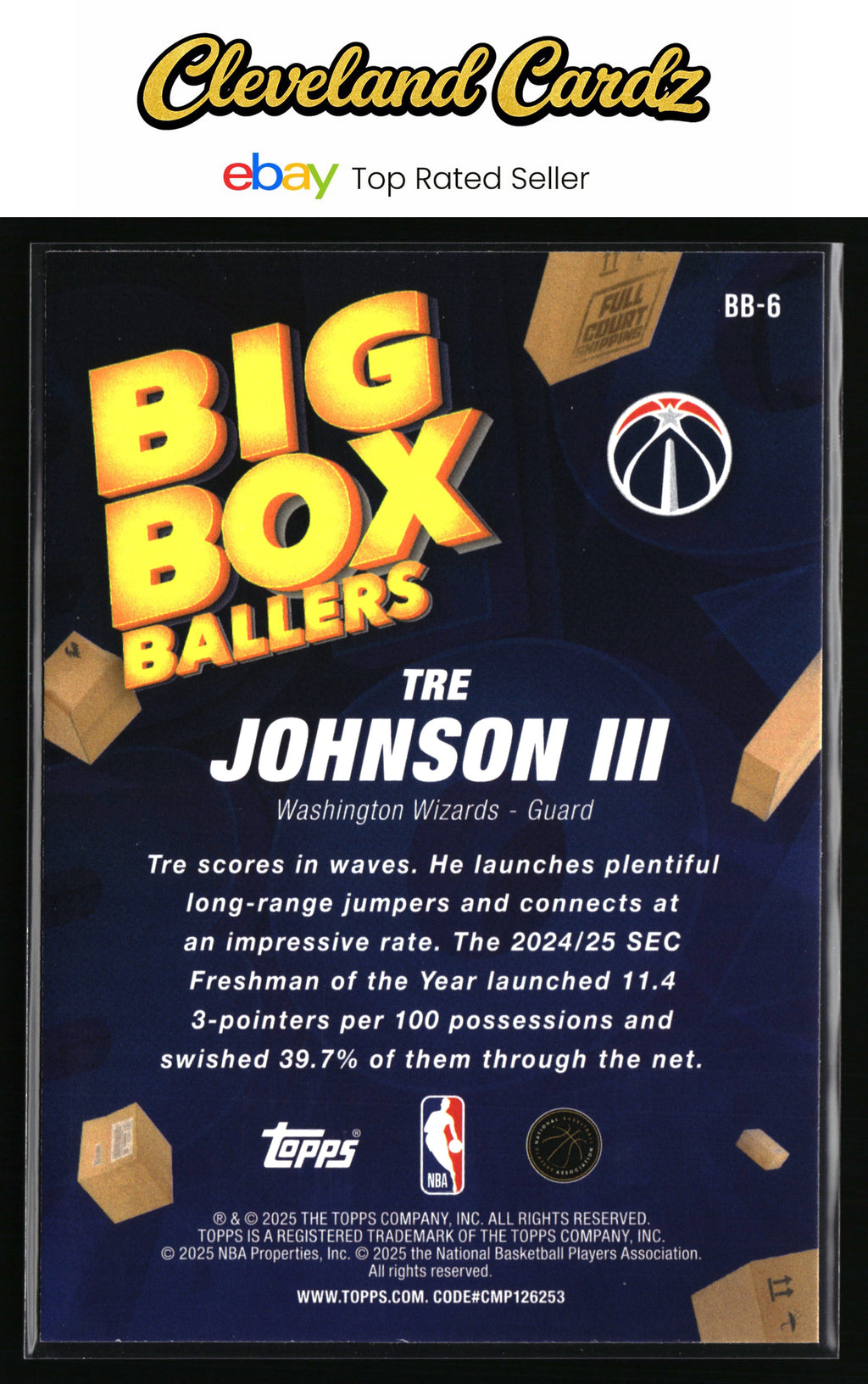 2025-26 Topps #BB-6 Tre Johnson III Big Box Ballers