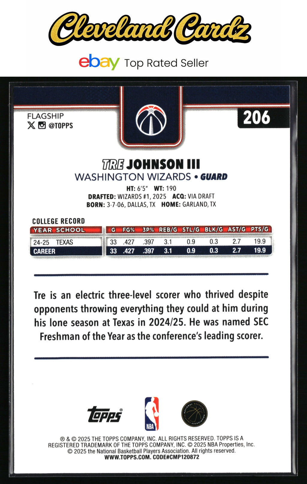 2025-26 Topps #206 Tre Johnson III Crackleboard