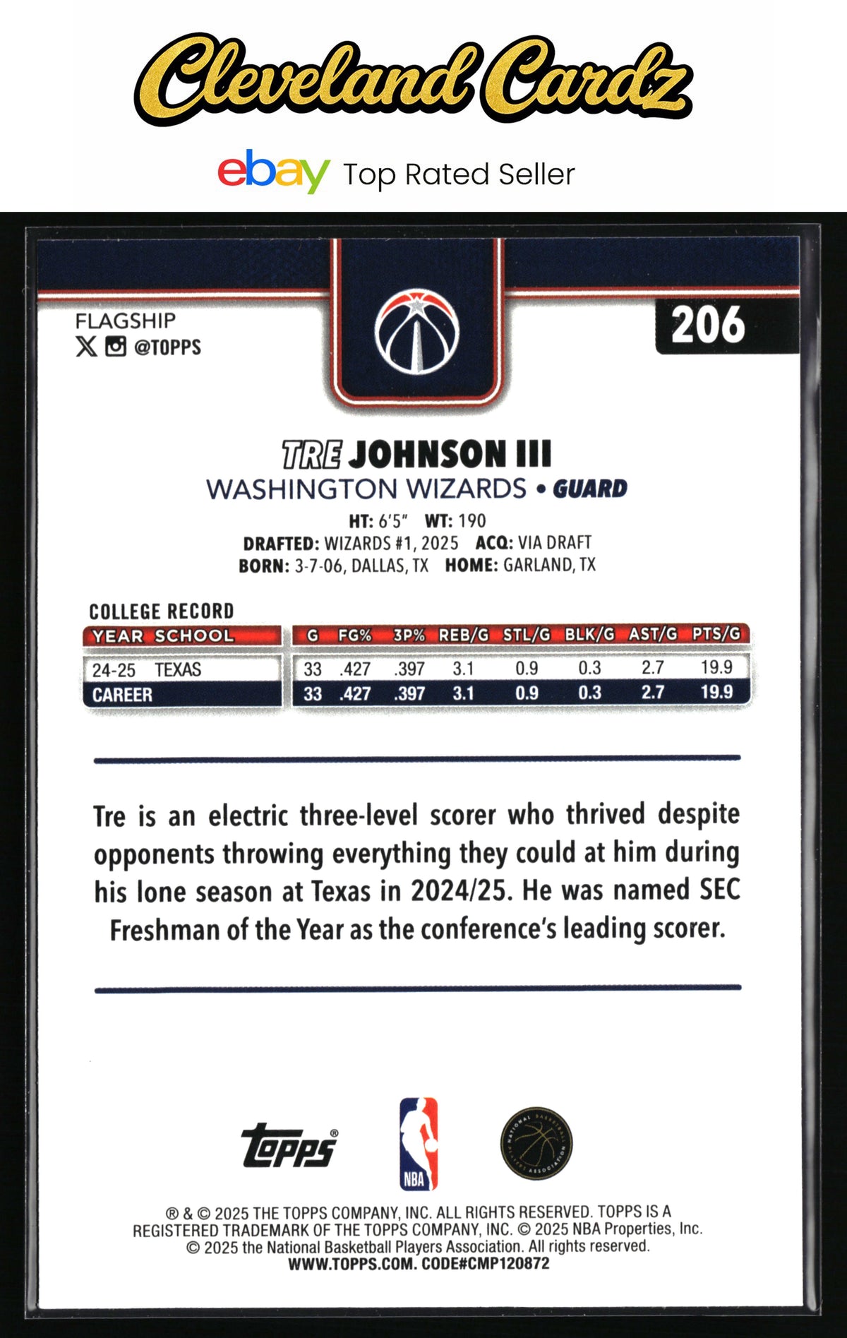 2025-26 Topps #206 Tre Johnson III Crackleboard