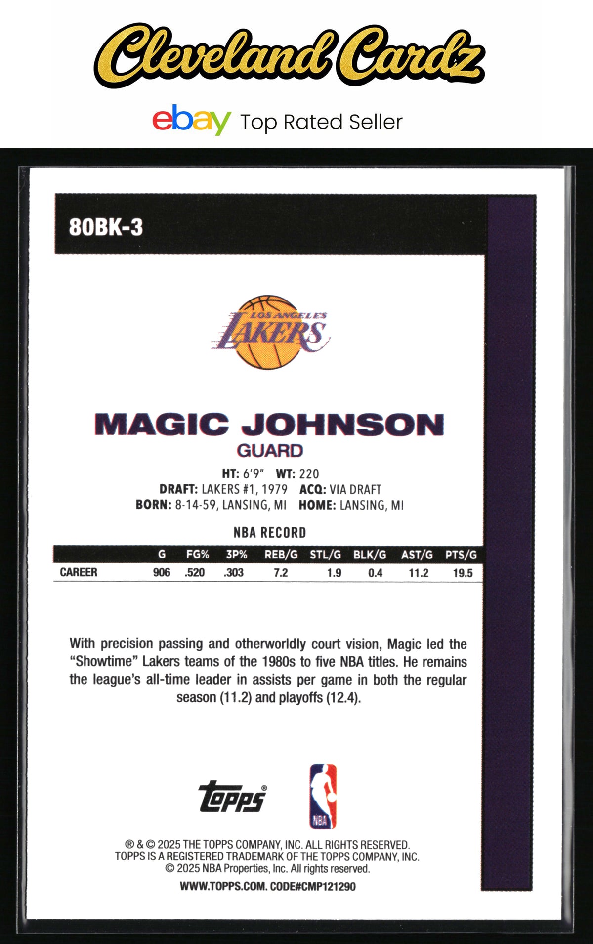 2025-26 Topps #80BK-3 Magic Johnson 1980-81 Topps Basketball