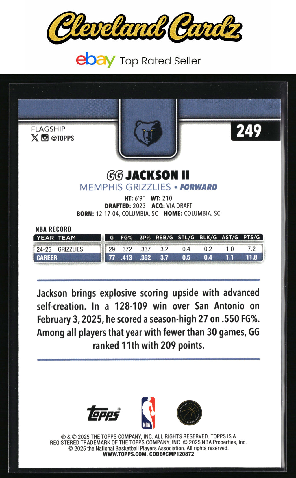 2025-26 Topps #249 GG Jackson II Crackleboard
