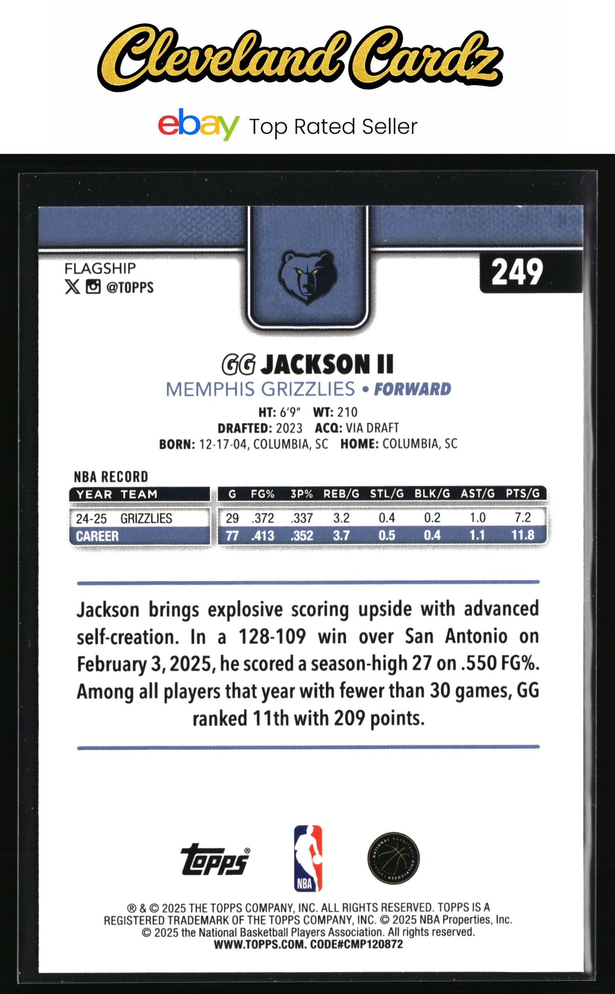 2025-26 Topps #249 GG Jackson II Crackleboard