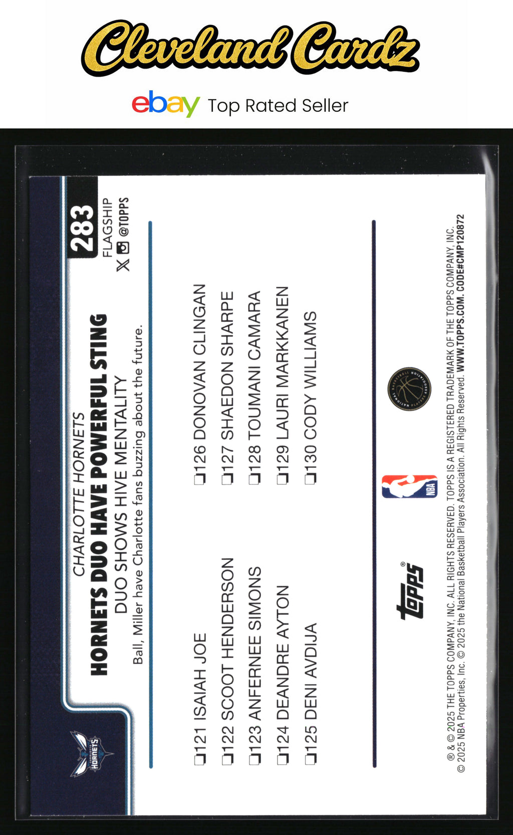 2025-26 Topps #283 Hornets: Duo Shows Hive Mentality Season Tip Off