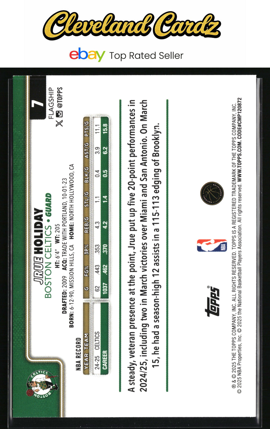 2025-26 Topps #7 Jrue Holiday Crackleboard