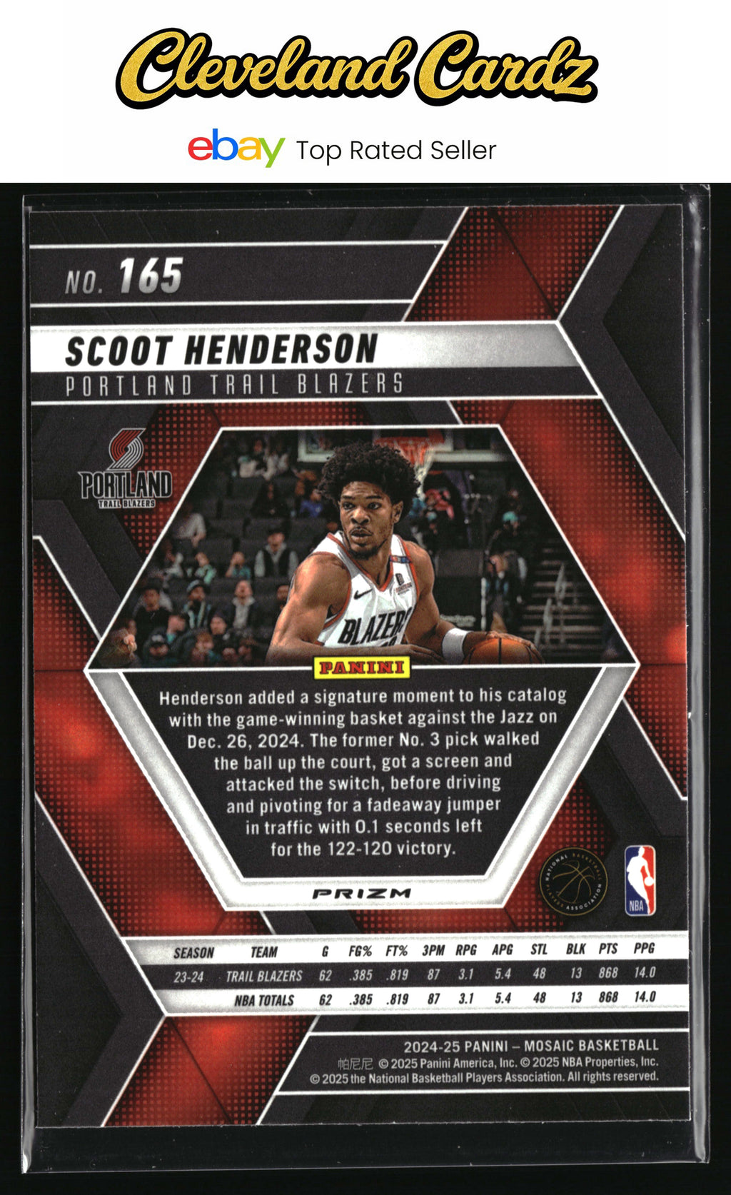2024-25 Panini Mosaic #165 Scoot Henderson Reactive Blue Mosaic