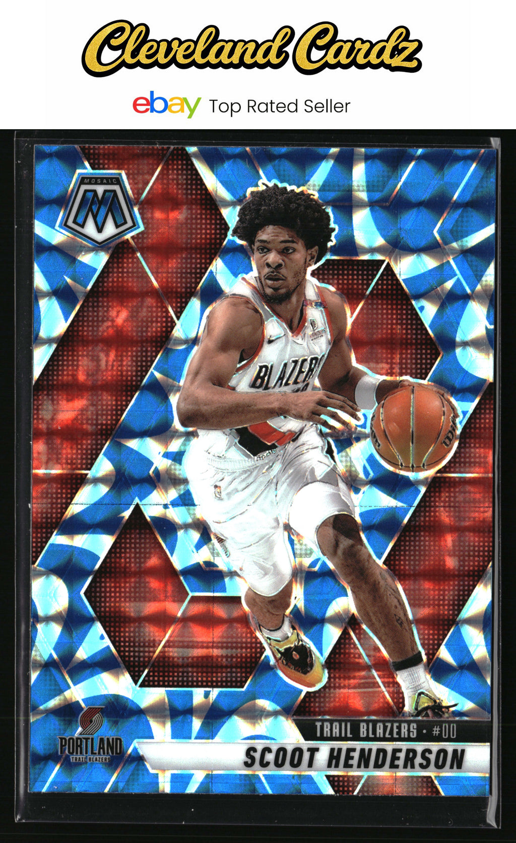 2024-25 Panini Mosaic #165 Scoot Henderson Reactive Blue Mosaic
