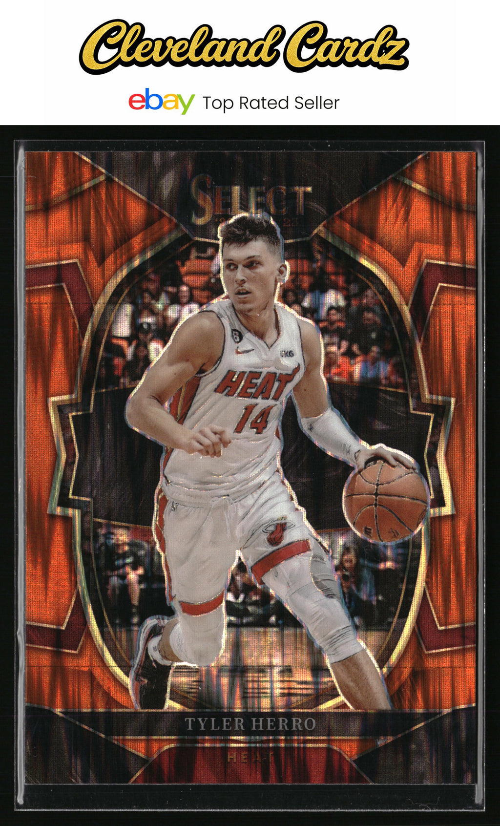 2022-23 Panini Select #43 Tyler Herro Orange Flash Prizm