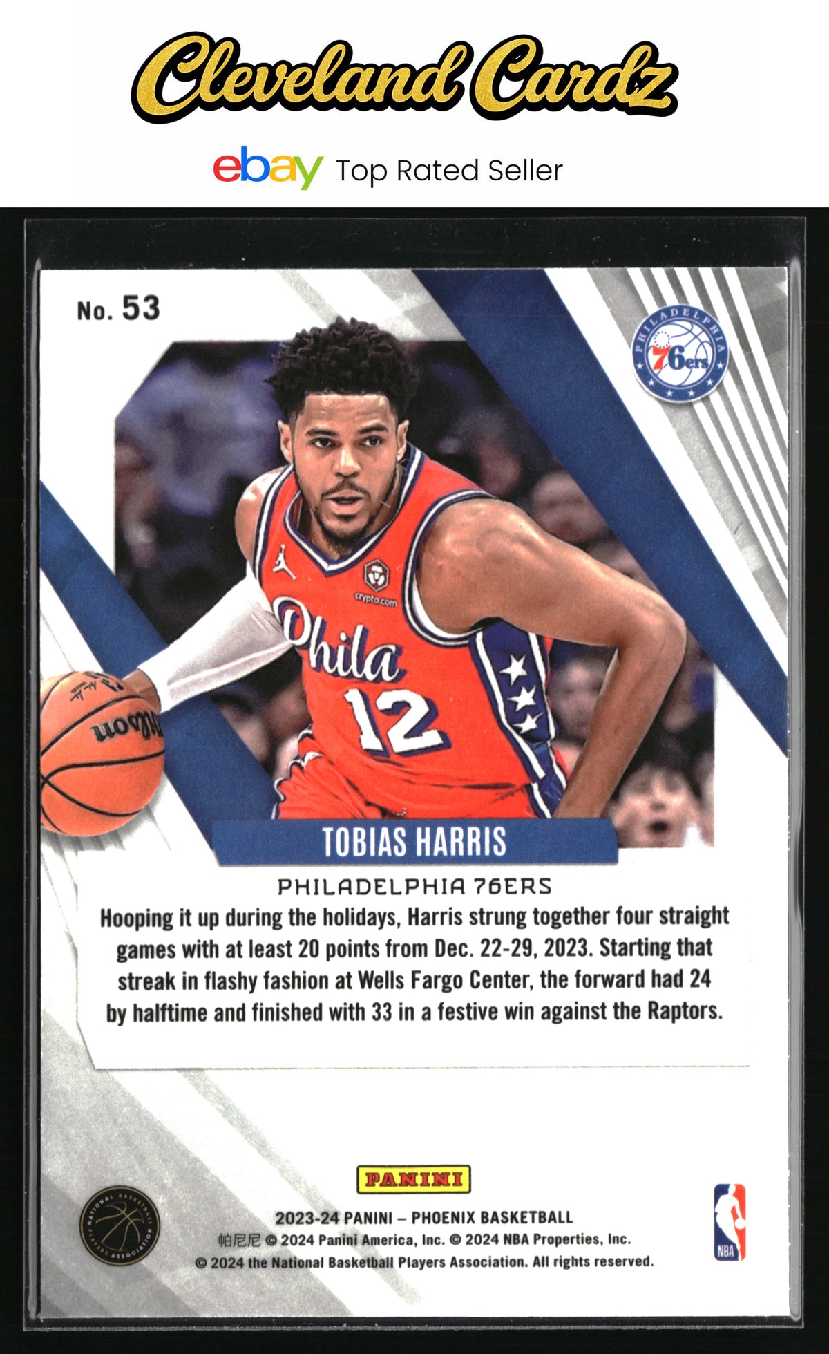 2023-24 Panini Phoenix #53 Tobias Harris Phoenix Blue Ice