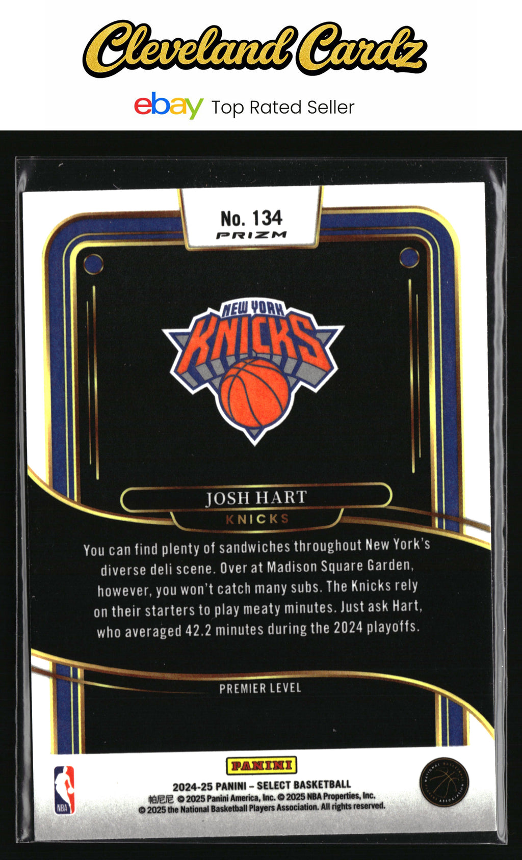 2024-25 Panini Select #134 Josh Hart Tectonic Prizm