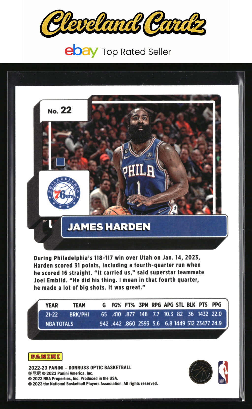 2022-23 Donruss Optic #22 James Harden