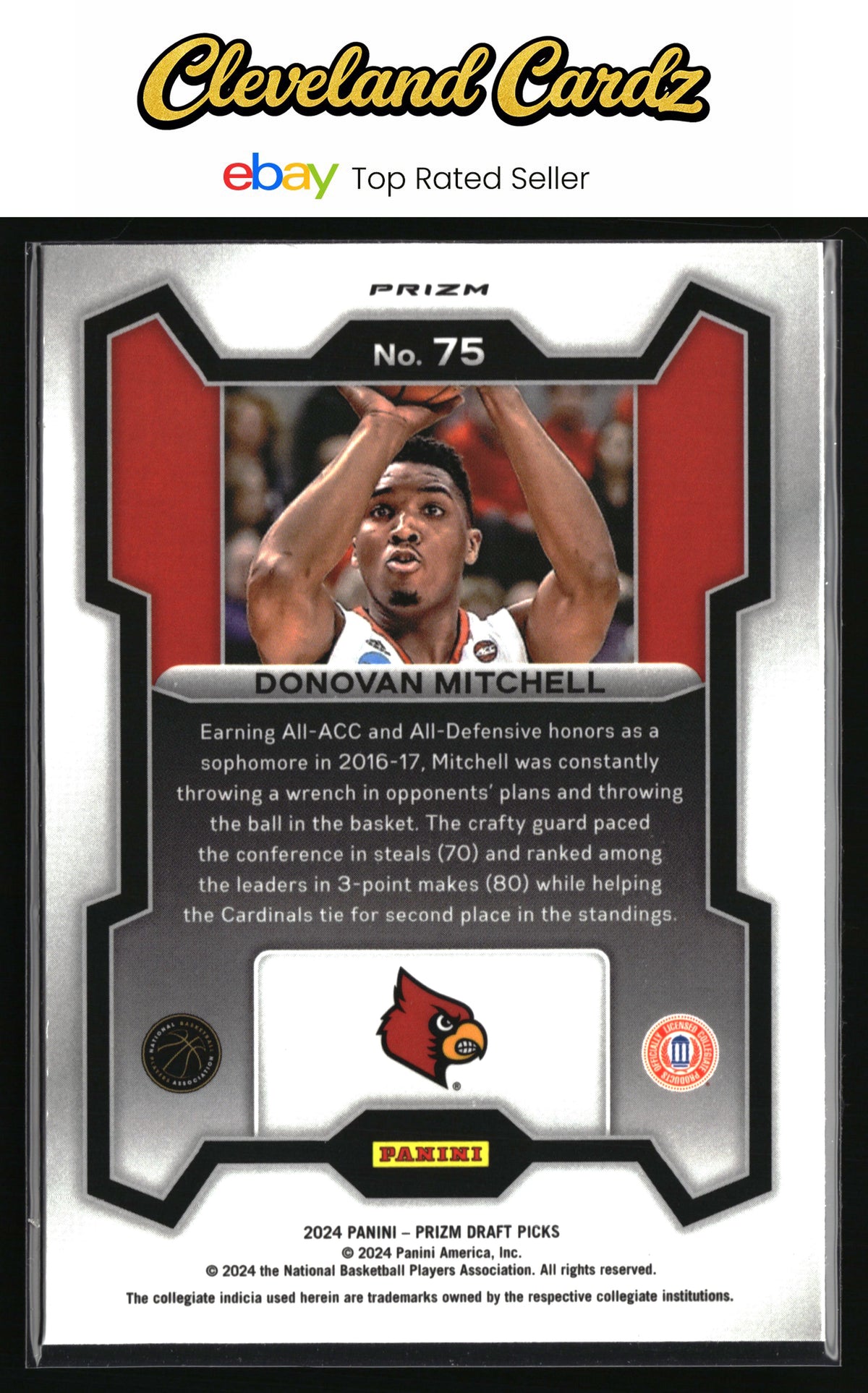 2024 Panini Prizm Draft Picks #75 Donovan Mitchell Prizm Red Ice